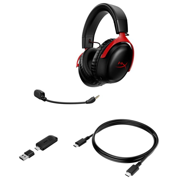 A large main feature product image of EX-DEMO HyperX Cloud III - Wireless Gaming Headset (Red)
