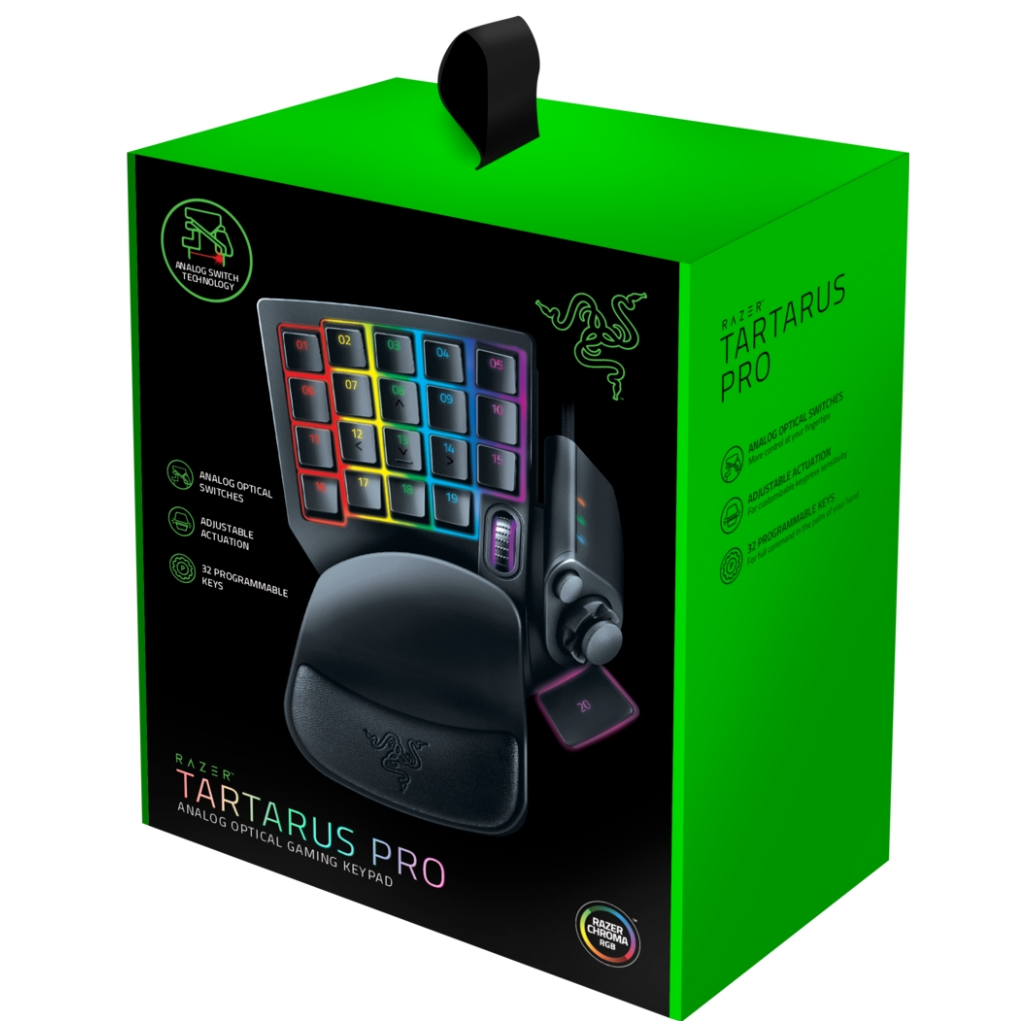 A large main feature product image of EX-DEMO Razer Tartarus Pro - USB Macro Gamepad (Analog Optical Switch)