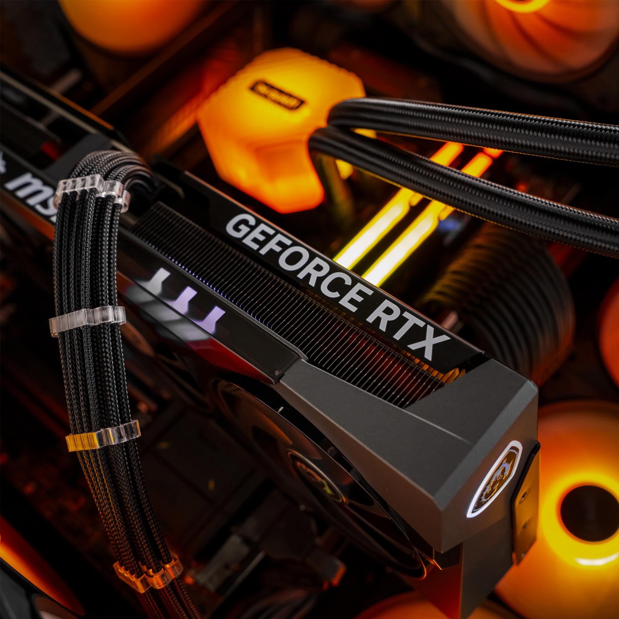 A large main feature product image of PLE Nitro RTX 5080 Prebuilt Ready To Go Gaming PC