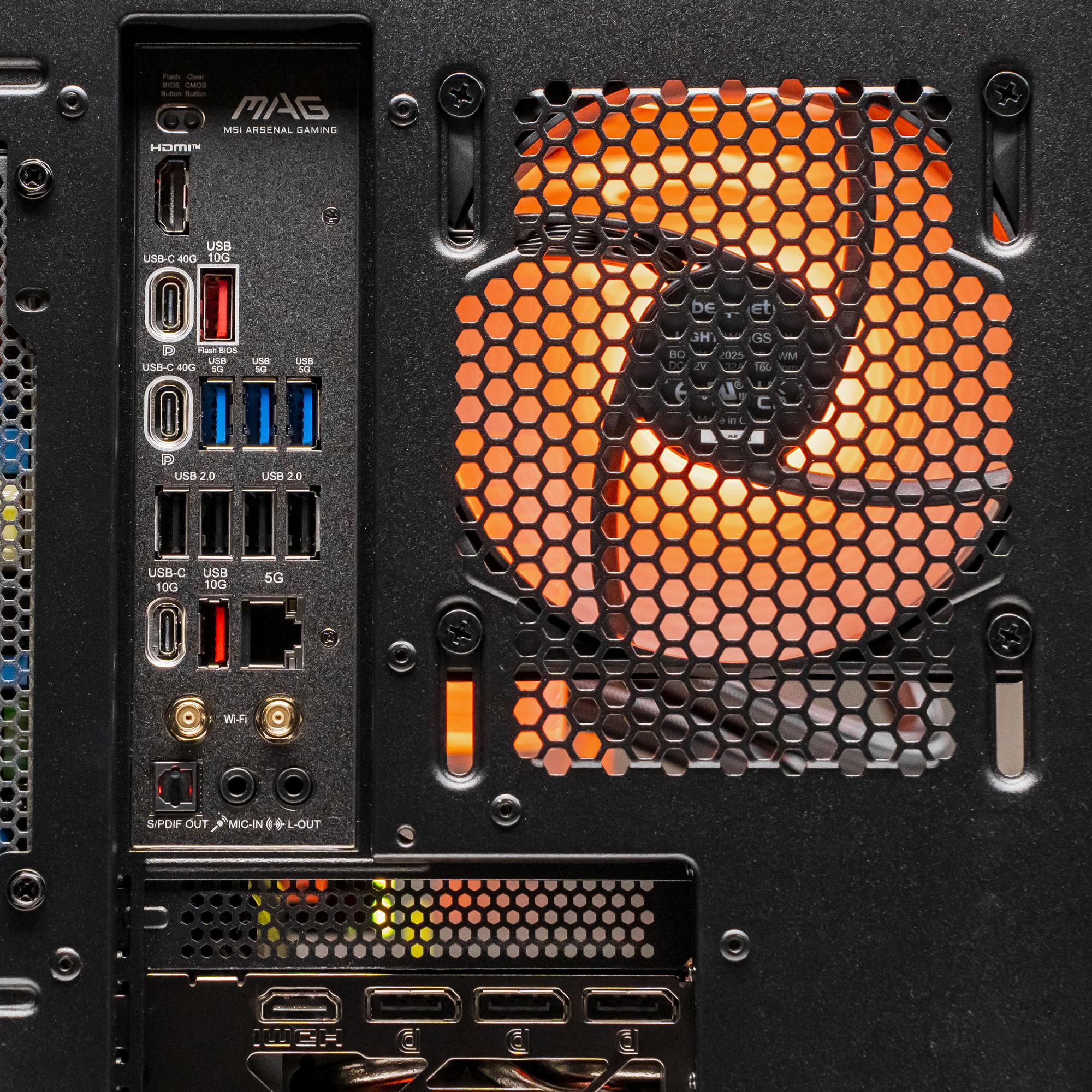 A large main feature product image of PLE Nitro RTX 5080 Prebuilt Ready To Go Gaming PC