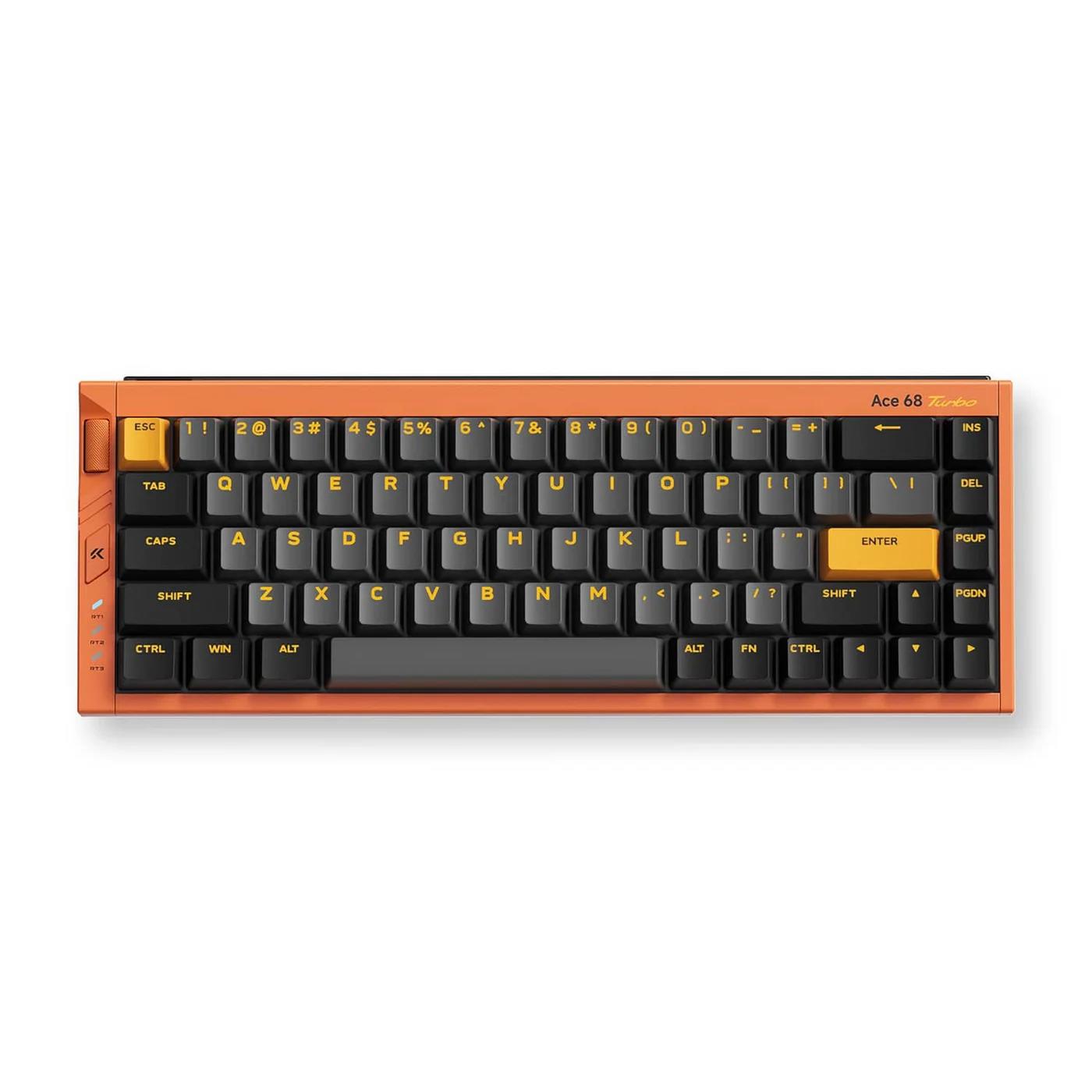 A large main feature product image of MCHOSE Ace 68 Turbo 16K Full-Aluminium Esports Wired Hall Effect Keyboard - Galaxy Orange (Mount Tai Magnetic Switch GT)