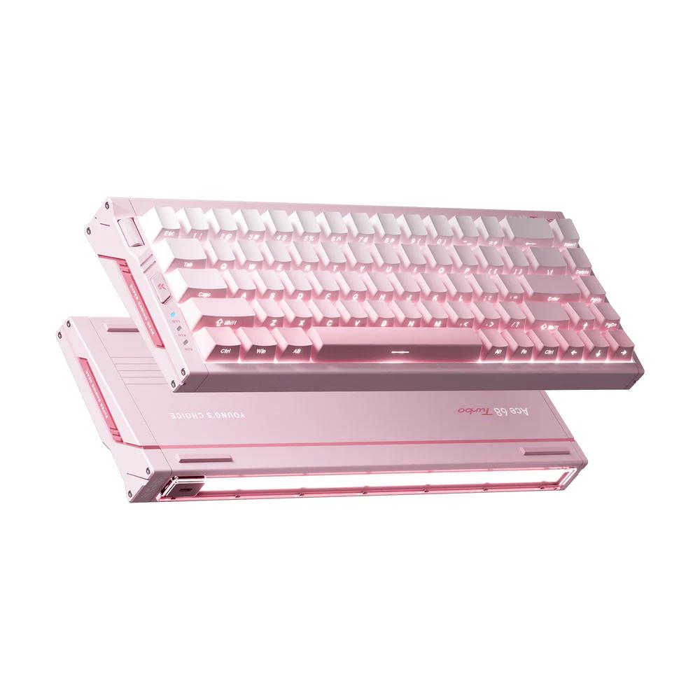 A large main feature product image of MCHOSE Ace 68 Turbo 16K Full-Aluminium Esports Wired Hall Effect Keyboard - Peachy Pink (Mount Tai Magnetic Switch GT)