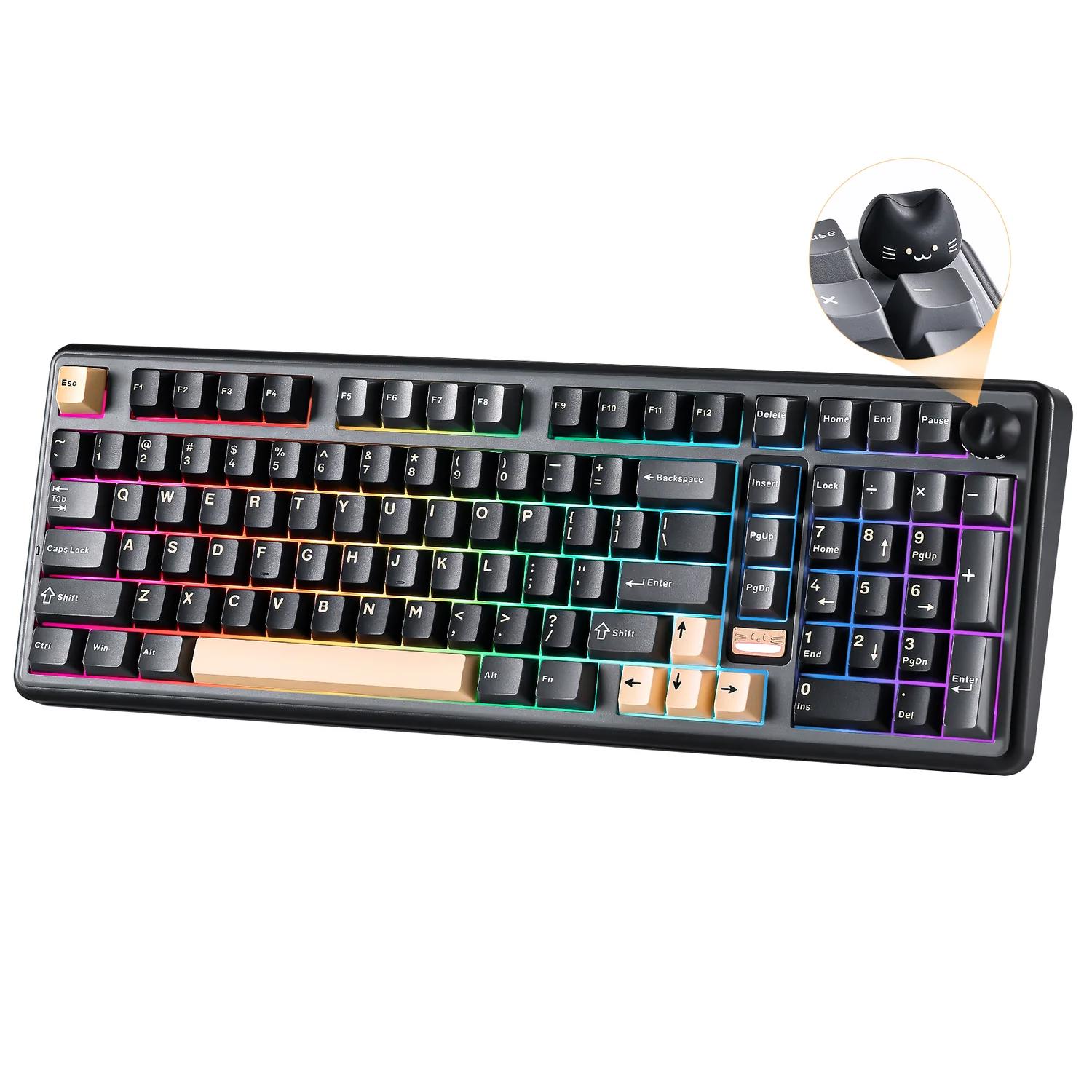 A large main feature product image of YUNZII B98 PRO QMK/VIA Hot-Swap Wireless Mechanical Keyboard - Black (Candy Linear Switch)