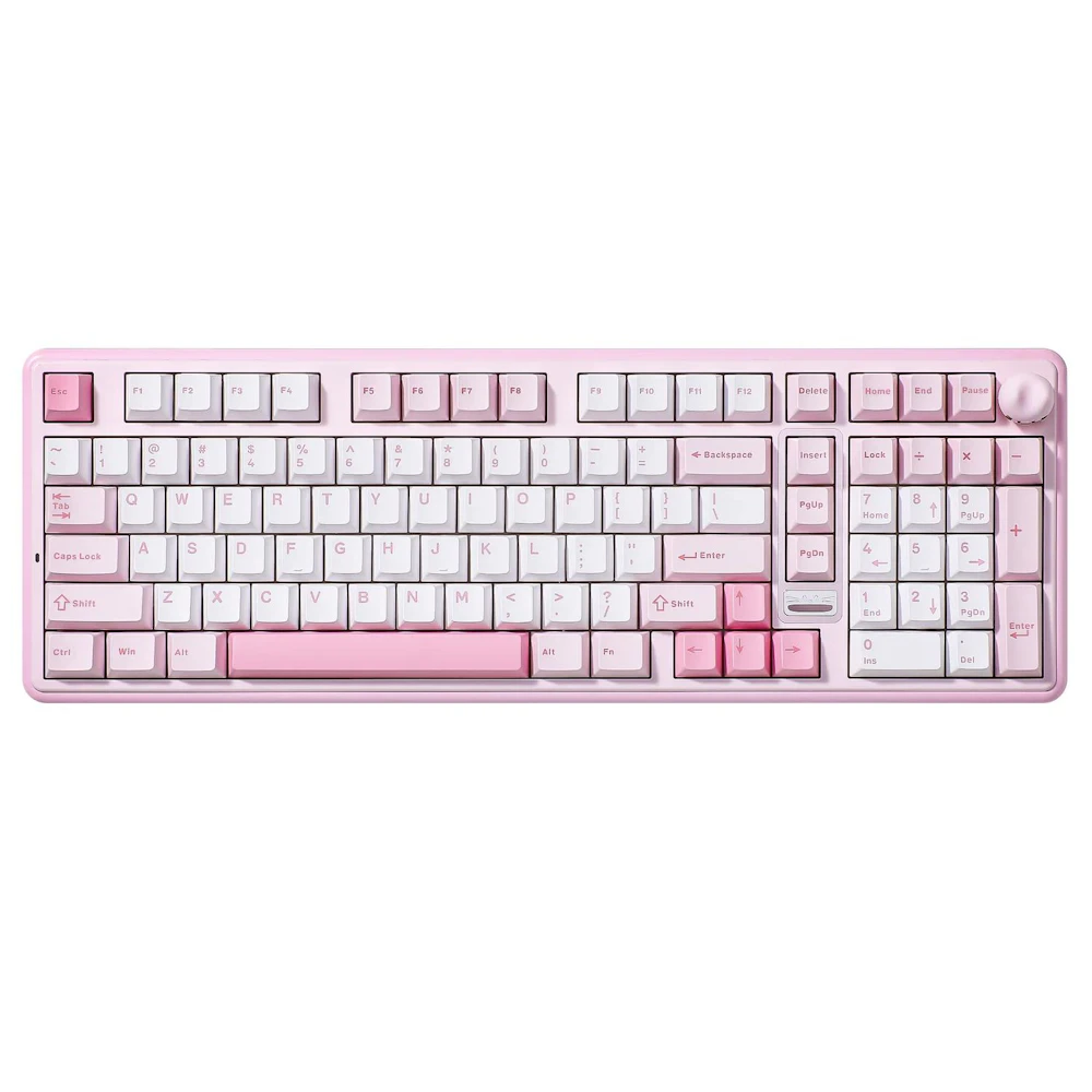 A large main feature product image of YUNZII B98 PRO QMK/VIA Hot-Swap Wireless Mechanical Keyboard - Pink (Candy Linear Switch)
