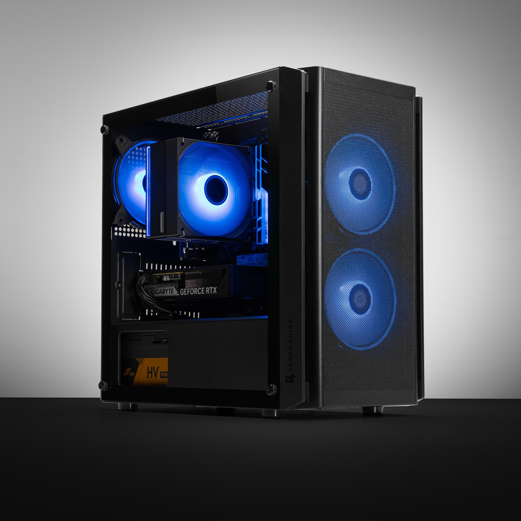 A large main feature product image of PLE Ace RTX 5060 Prebuilt Ready To Go Gaming PC