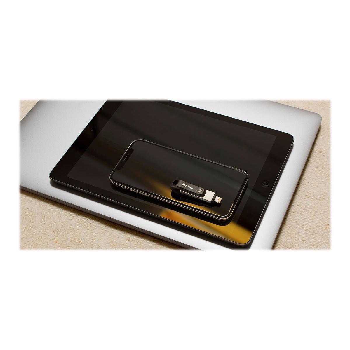 A large main feature product image of SanDisk iXpand Go USB3.0/Lightning Flash Drive - 128GB