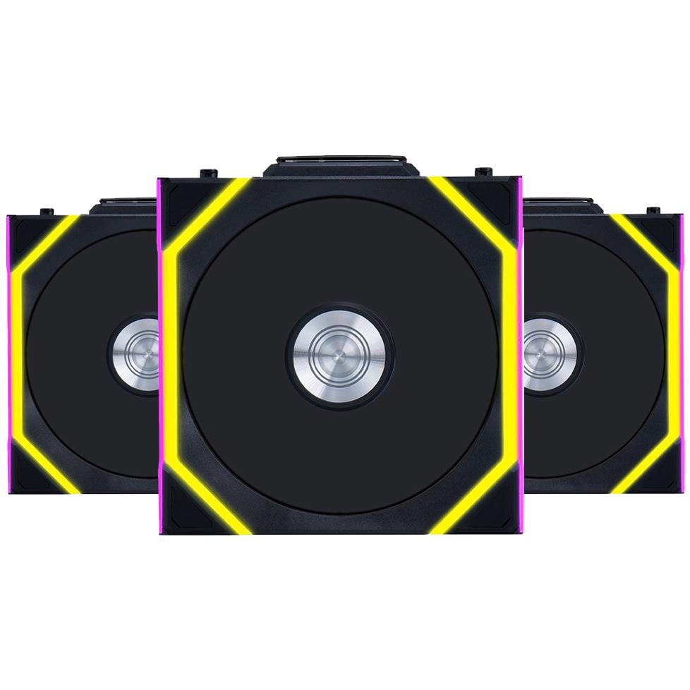 A large main feature product image of EX-DEMO Lian Li UNI FAN SL120 Wireless - 120mm Modular Fan 3-Pack w/ Controller (Black)
