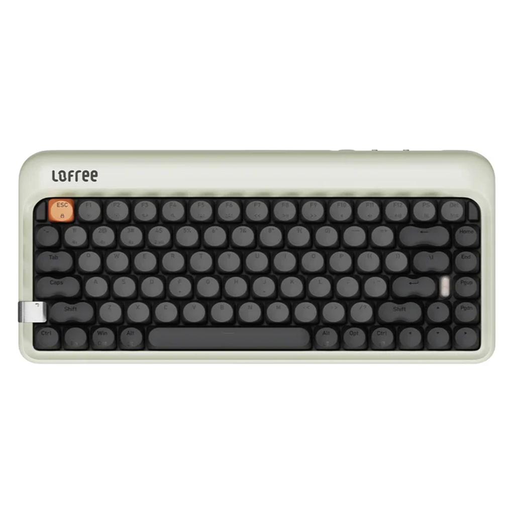 A large main feature product image of Lofree 1970s Tri-mode Hot-Swap Retro Wireless Mechanical Keyboard - Olive
