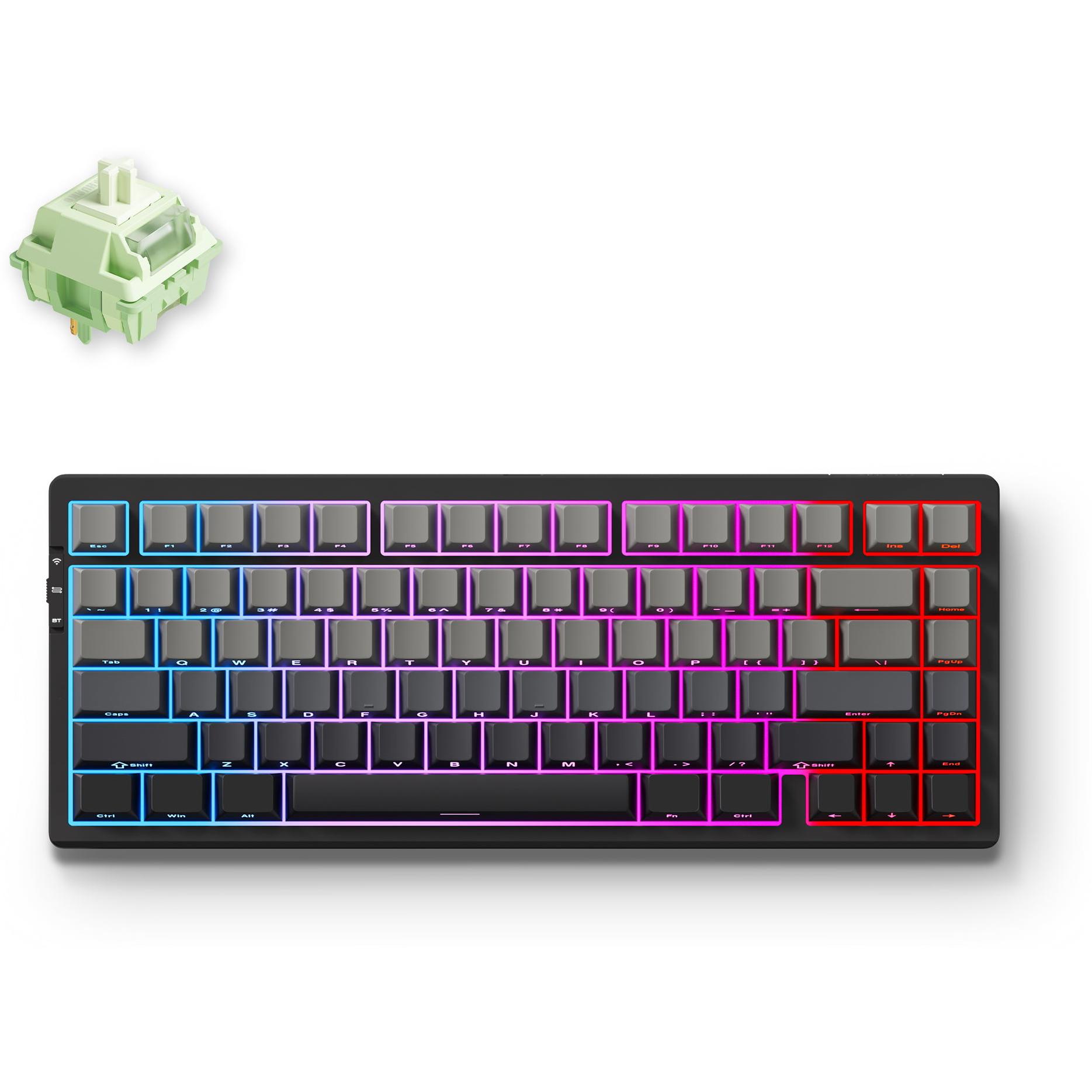 A large main feature product image of EX-DEMO MCHOSE G75 Pro Gasket Mount 75% Layout Hot-Swap Wireless Mechanical Keyboard - Black (Matcha Latte Switch)