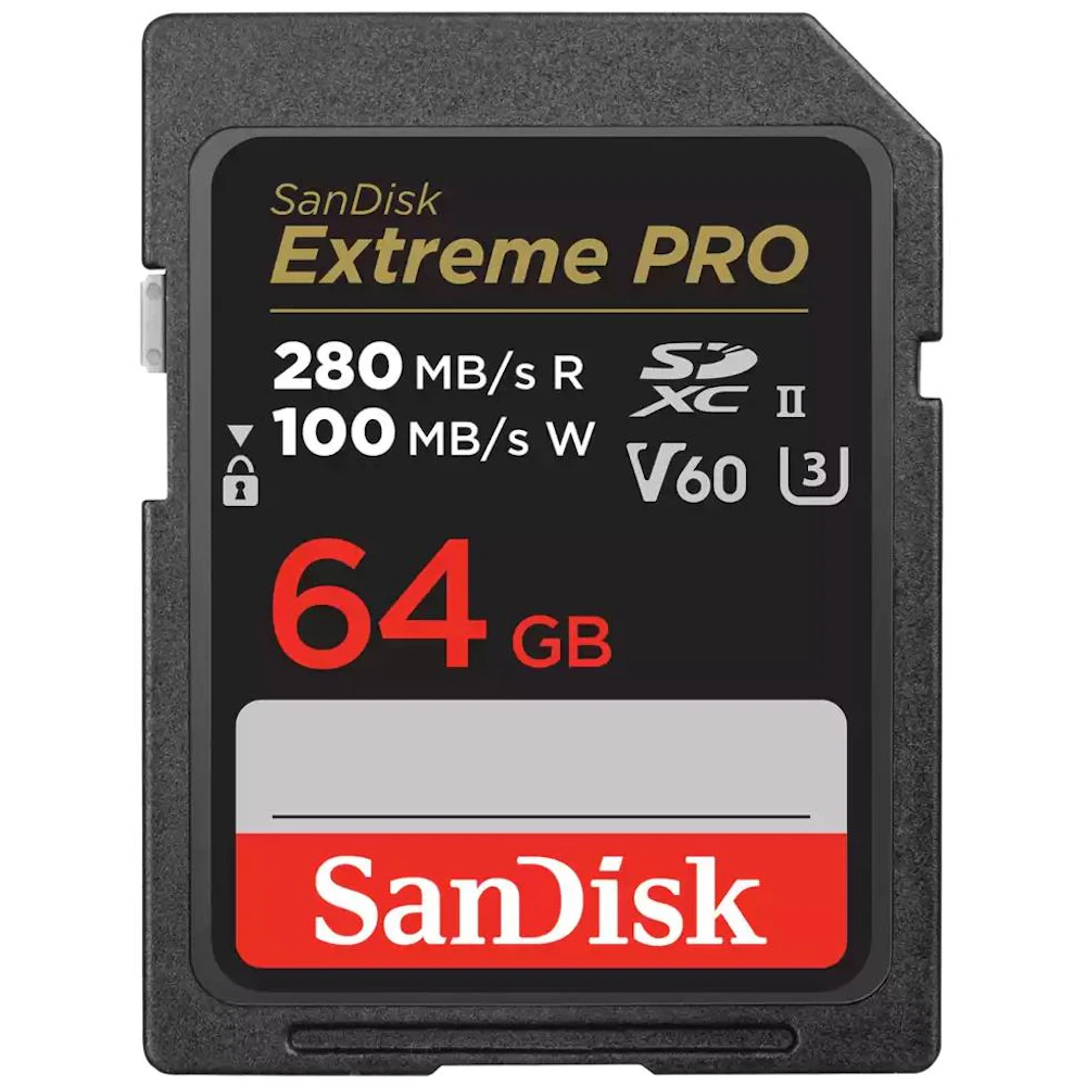 SanDisk Extreme PRO SDXC U3 V60 UHS-II SD Card - 64GB