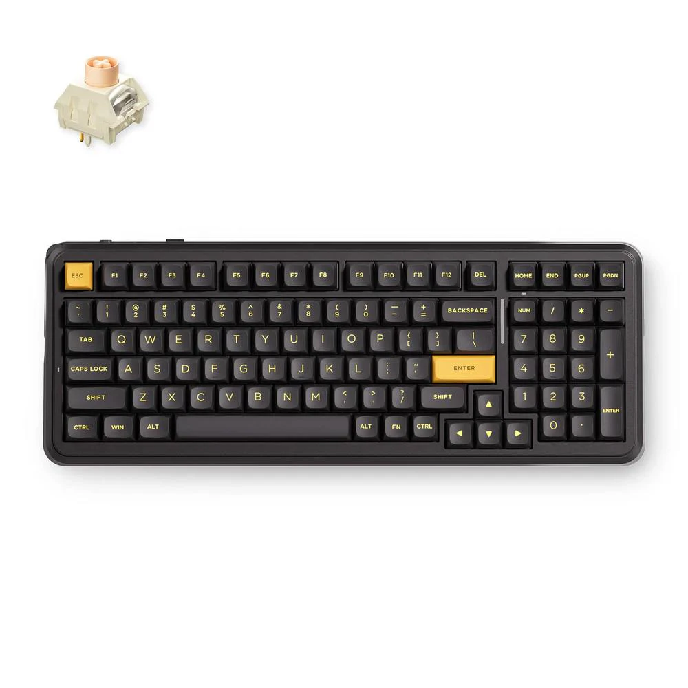 MCHOSE K99 V3 8K Hot-Swap RGB Wireless Mechanical Keyboard with Knob - Black Gold (Icy Creamsicle Switch)