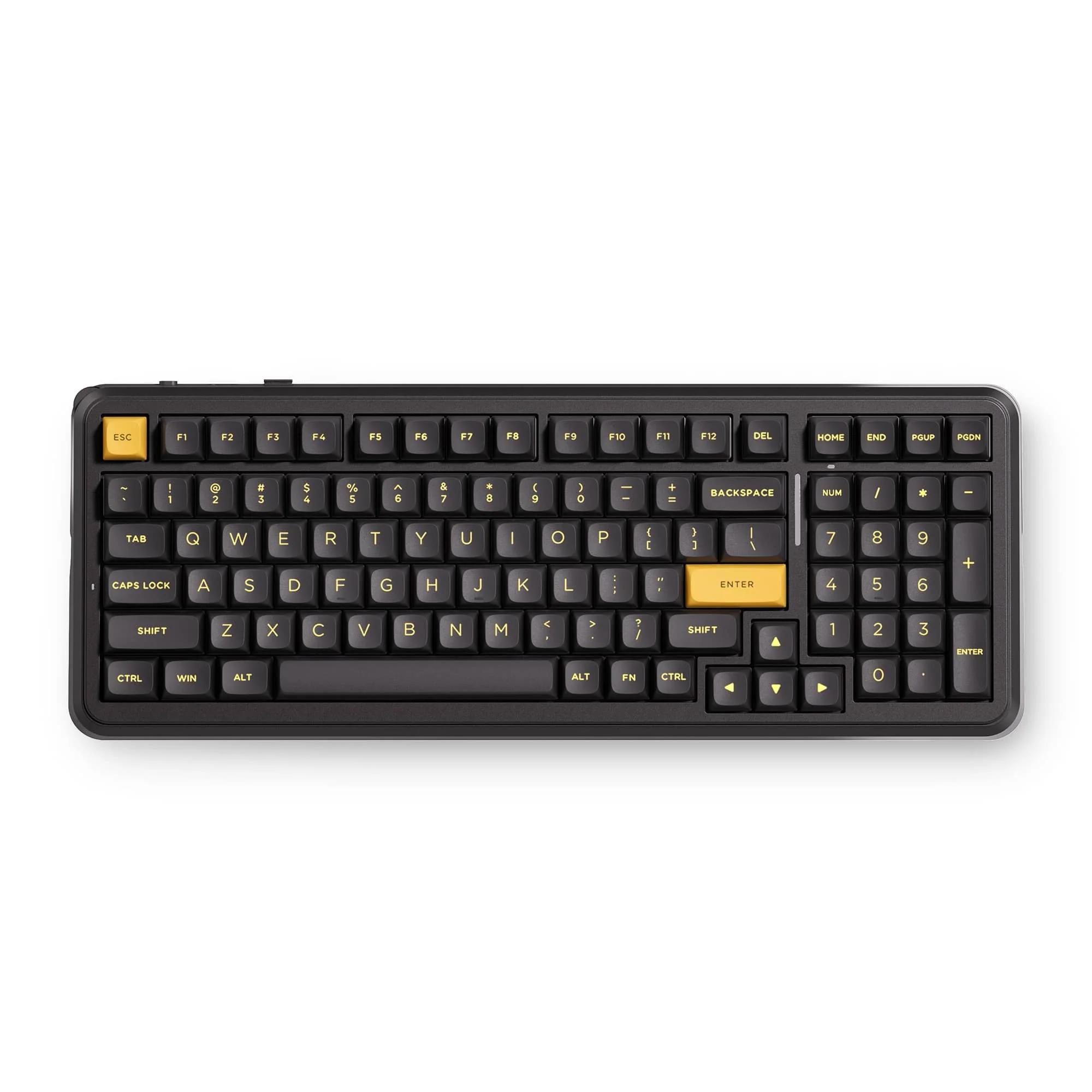A large main feature product image of MCHOSE K99 V3 8K Hot-Swap RGB Wireless Mechanical Keyboard with Knob - Black Gold (Icy Creamsicle Switch)