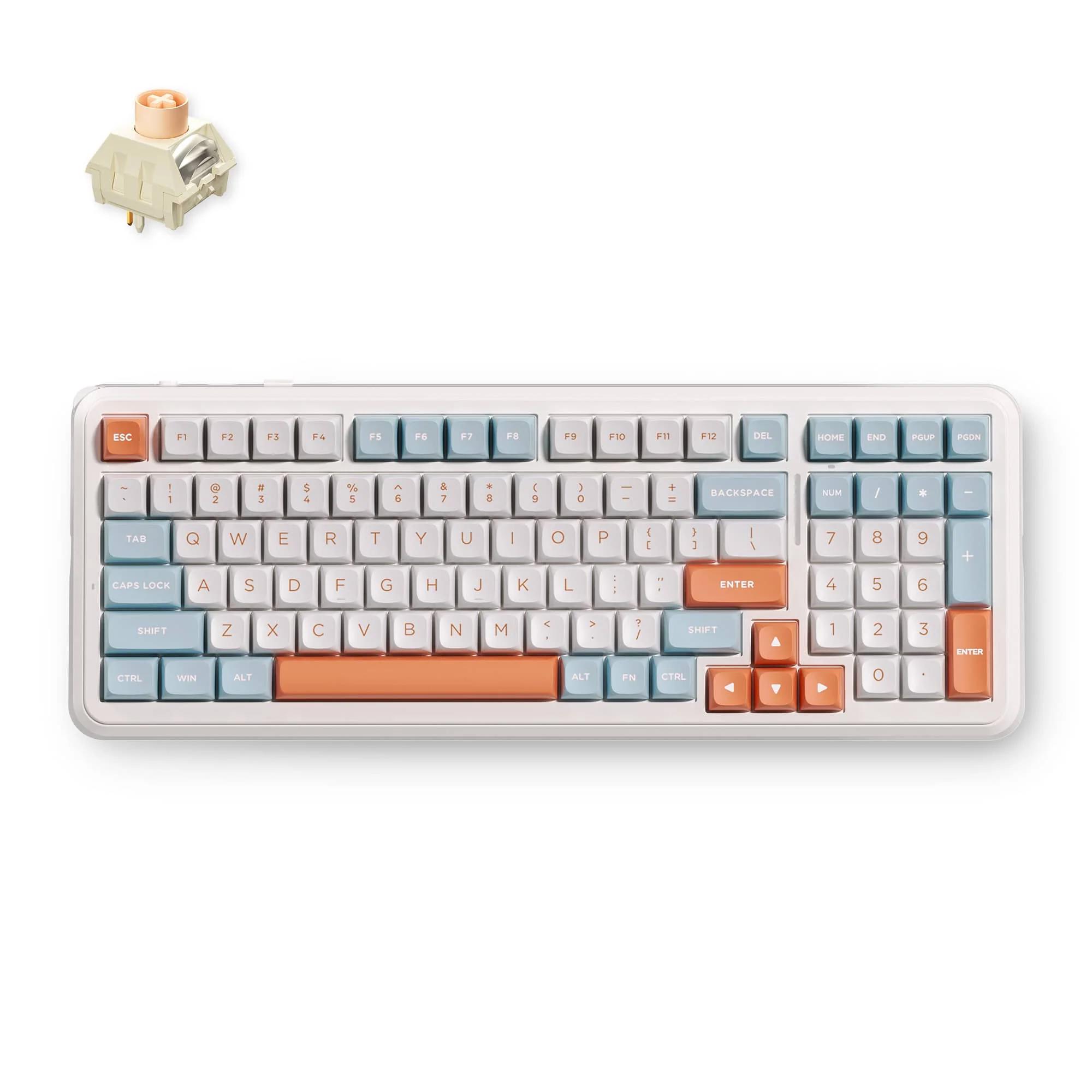 A large main feature product image of MCHOSE K99 V3 8K Hot-Swap RGB Wireless Mechanical Keyboard with Knob - Horizon Orange (Icy Creamsicle Switch)