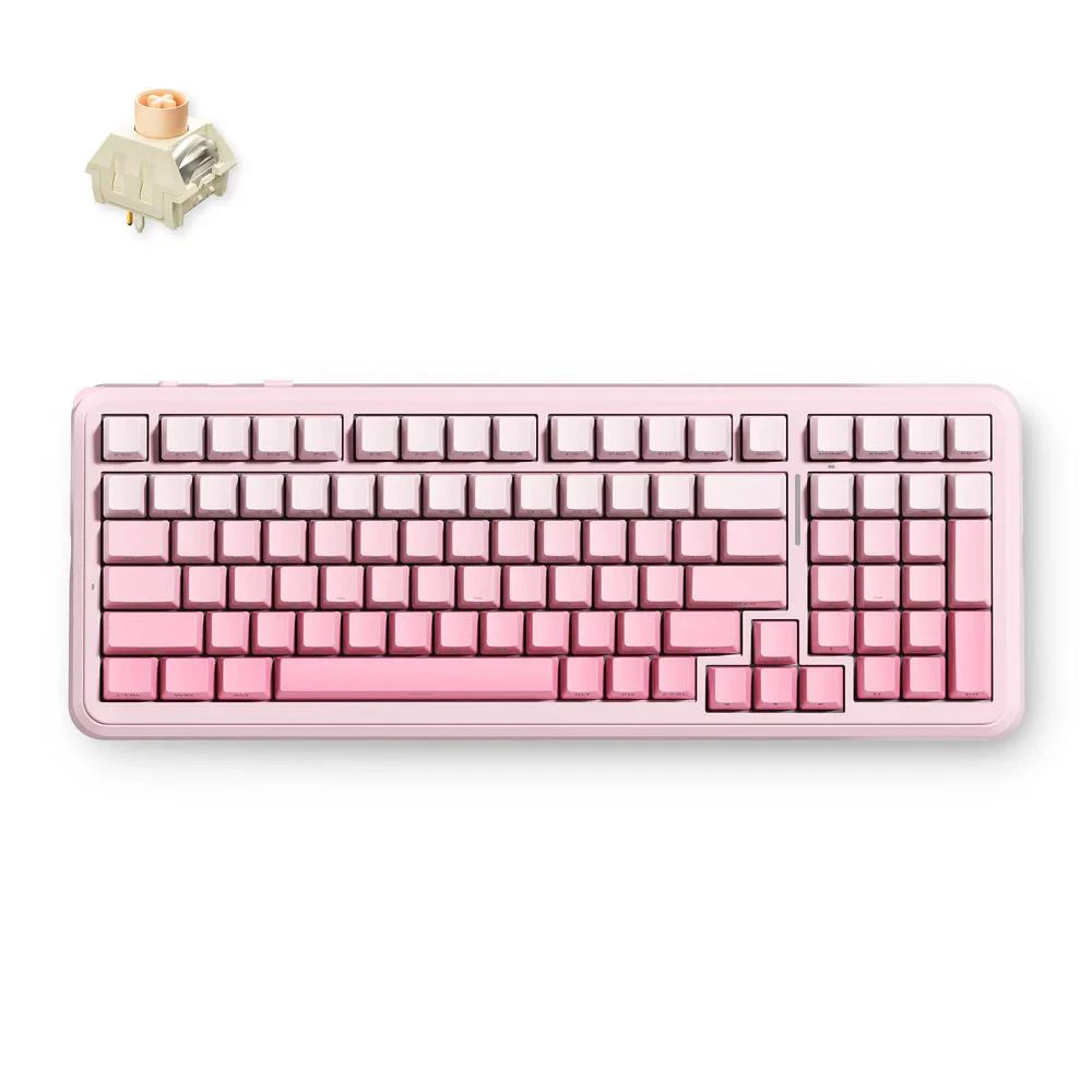 A large main feature product image of MCHOSE K99 V3 8K Hot-Swap RGB Wireless Mechanical Keyboard with Knob - Pink Gradient (Icy Creamsicle Switch)