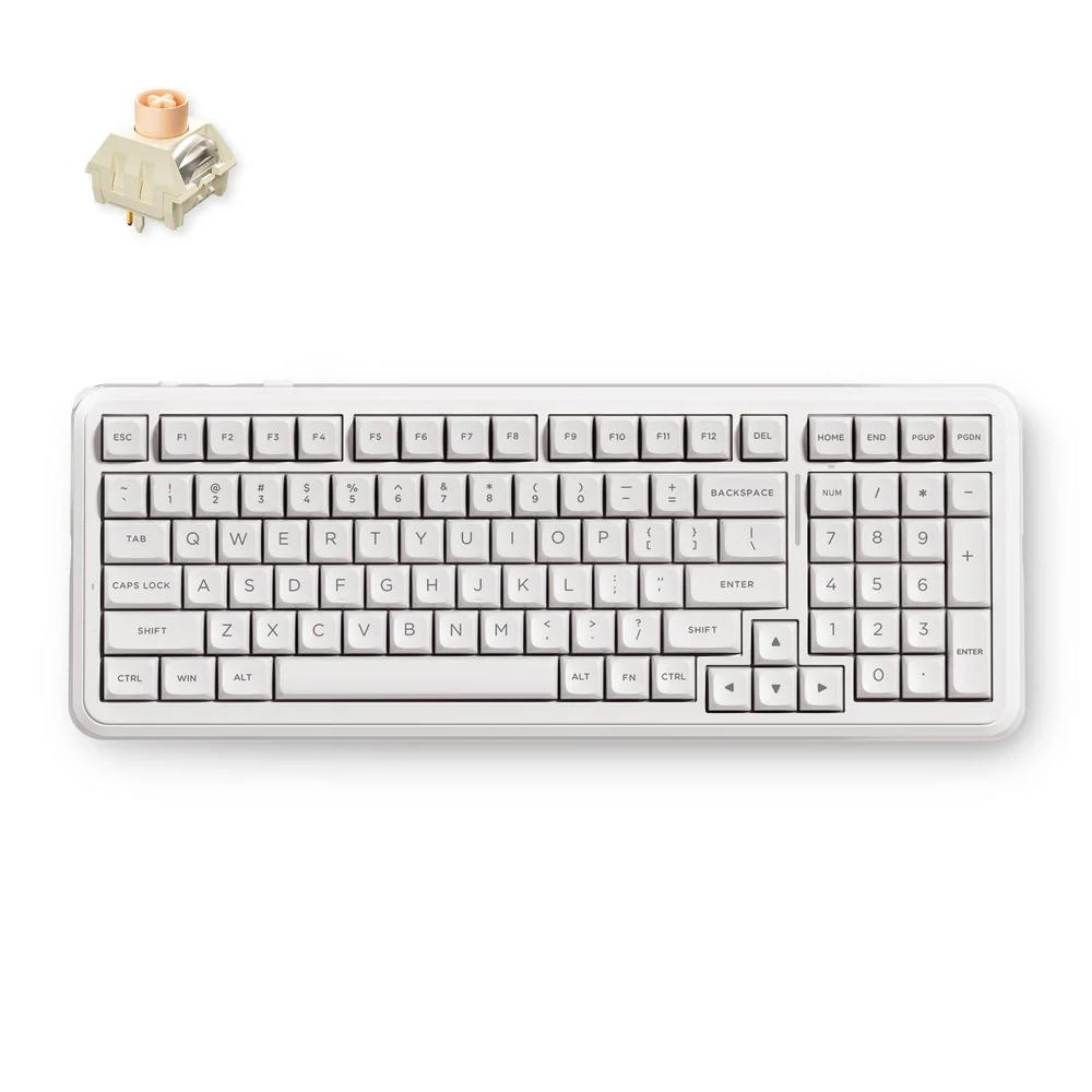 A large main feature product image of MCHOSE K99 V3 8K Hot-Swap RGB Wireless Mechanical Keyboard with Knob - White (Icy Creamsicle Switch)