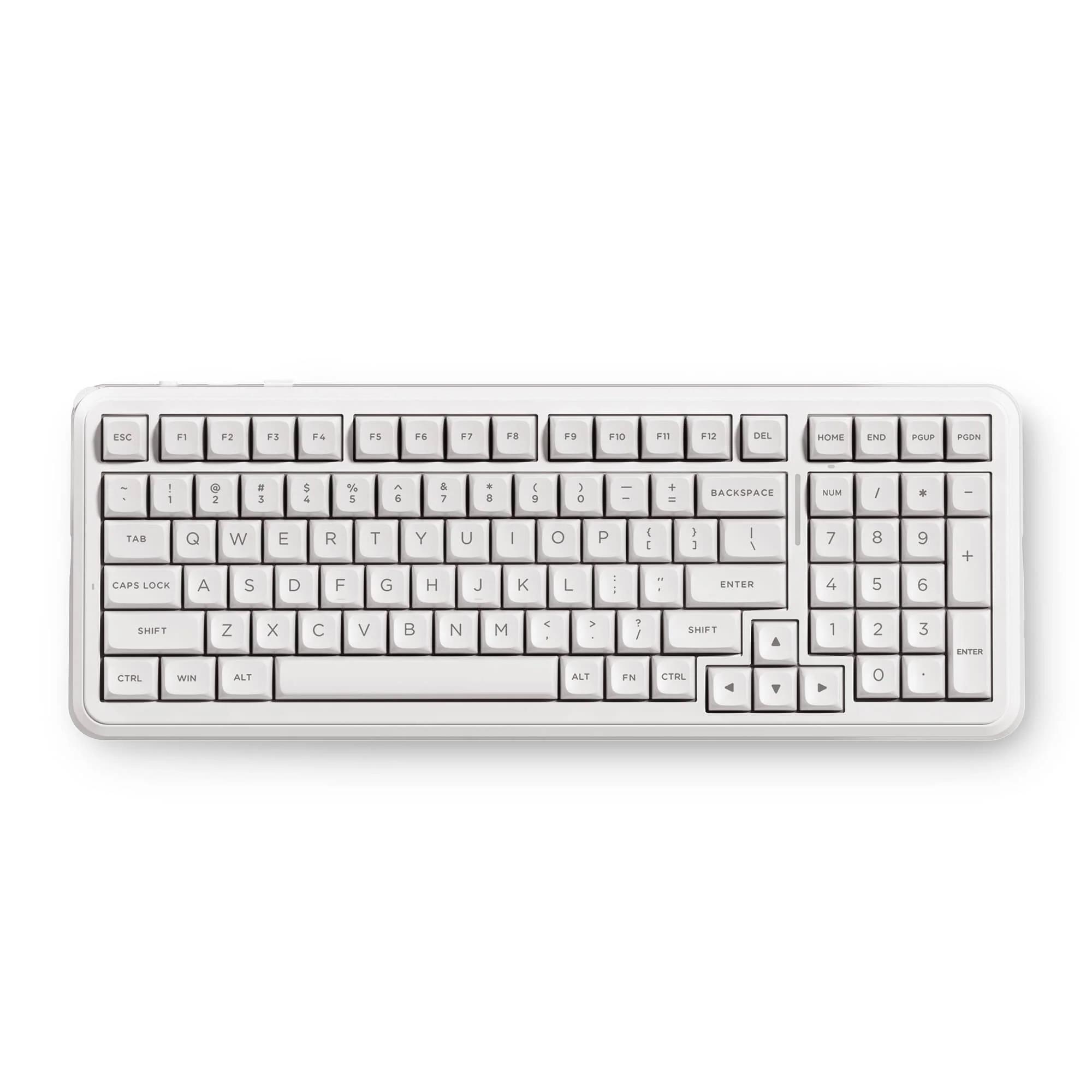 A large main feature product image of MCHOSE K99 V3 8K Hot-Swap RGB Wireless Mechanical Keyboard with Knob - White (Icy Creamsicle Switch)