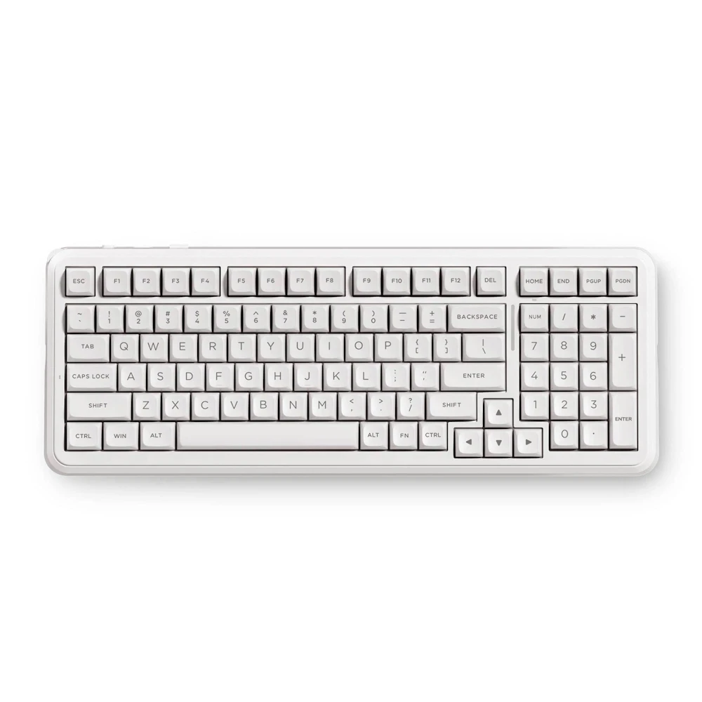 A large main feature product image of MCHOSE K99 V3 8K Hot-Swap RGB Wireless Mechanical Keyboard with Knob - White (Icy Creamsicle Switch)