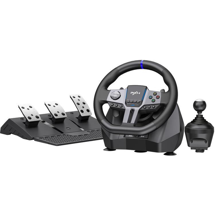 A large main feature product image of PXN V9 Gen2 Premium Steering Wheel Black