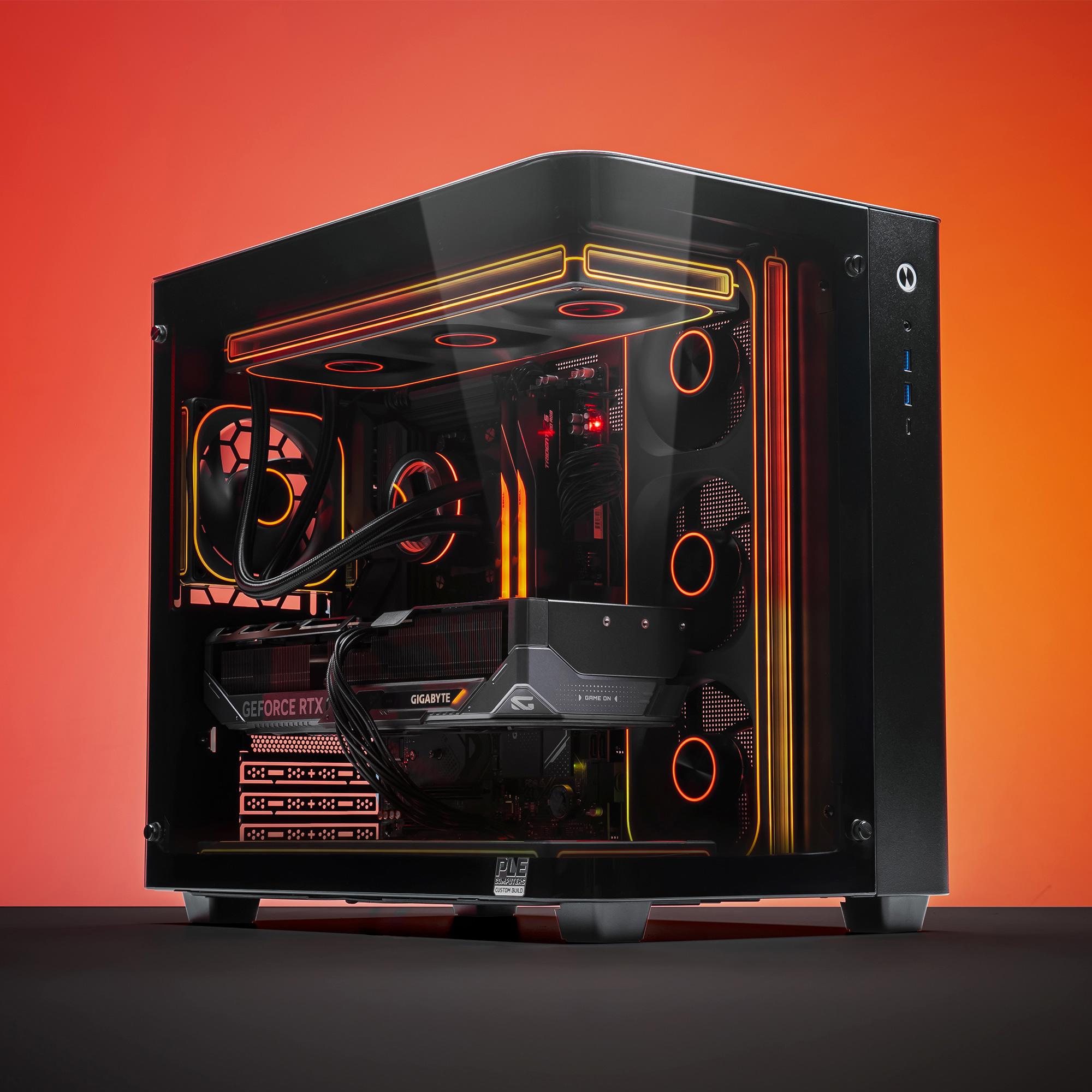 A large main feature product image of PLE Blitz RTX 5070 TI Prebuilt Ready To Go Gaming PC