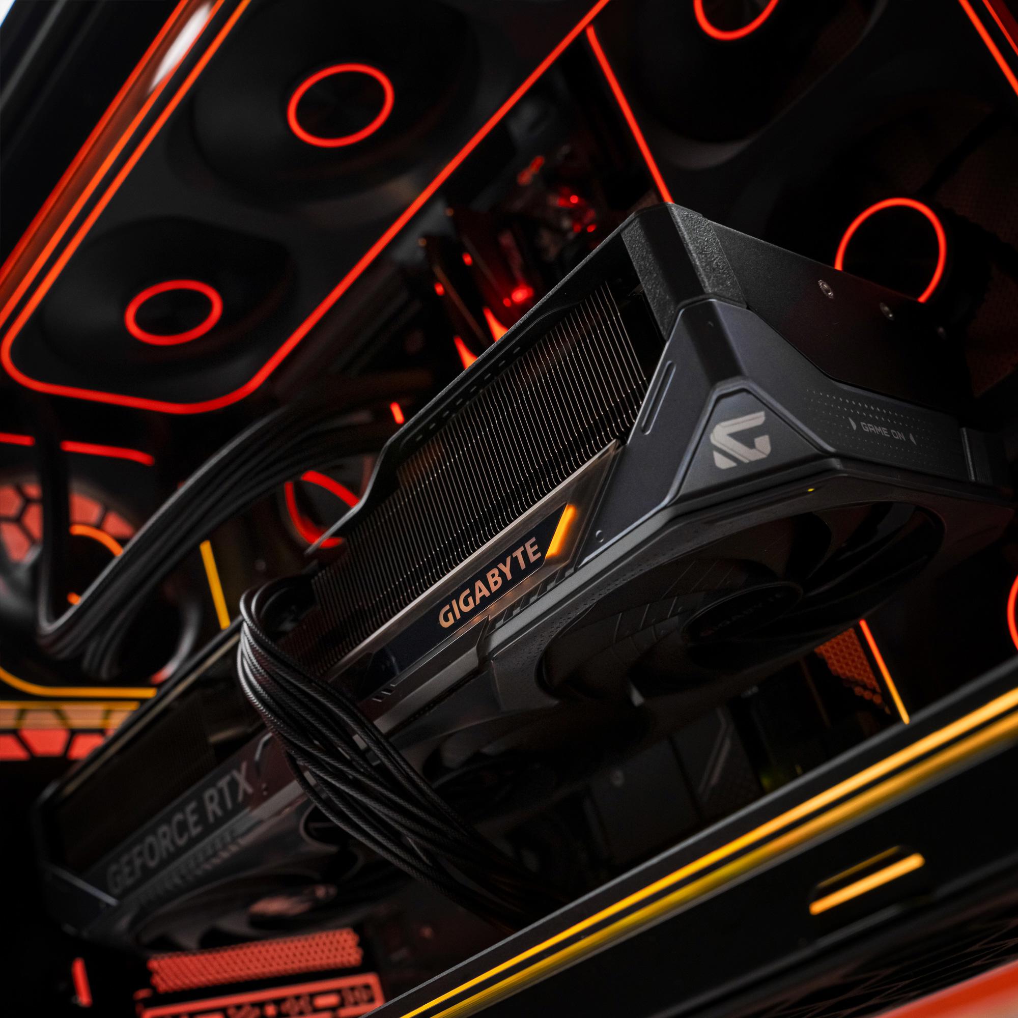 A large main feature product image of PLE Blitz RTX 5070 TI Prebuilt Ready To Go Gaming PC
