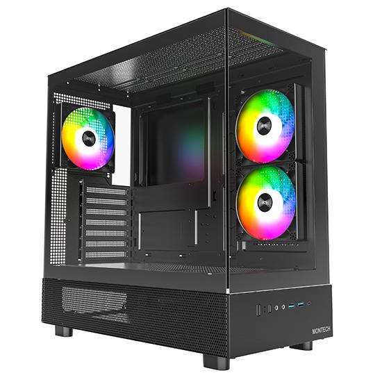 A large main feature product image of EX-DEMO Montech XR Tempered Glass Mid Tower Case (Black)