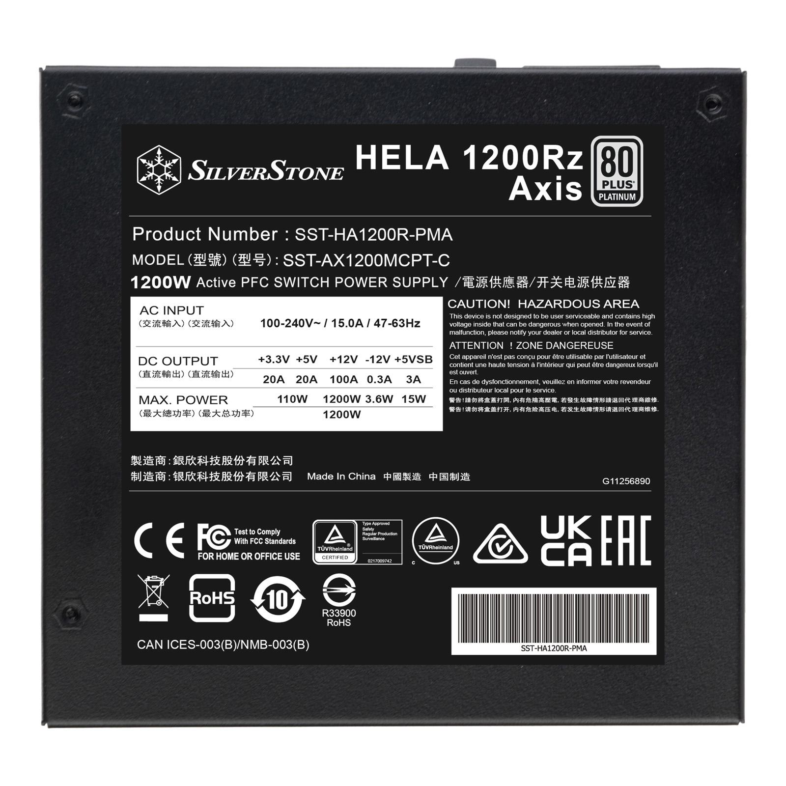 A large main feature product image of SilverStone HELA R 1200W Platinum PCIe 5.1 ATX 3.1 Modular PSU