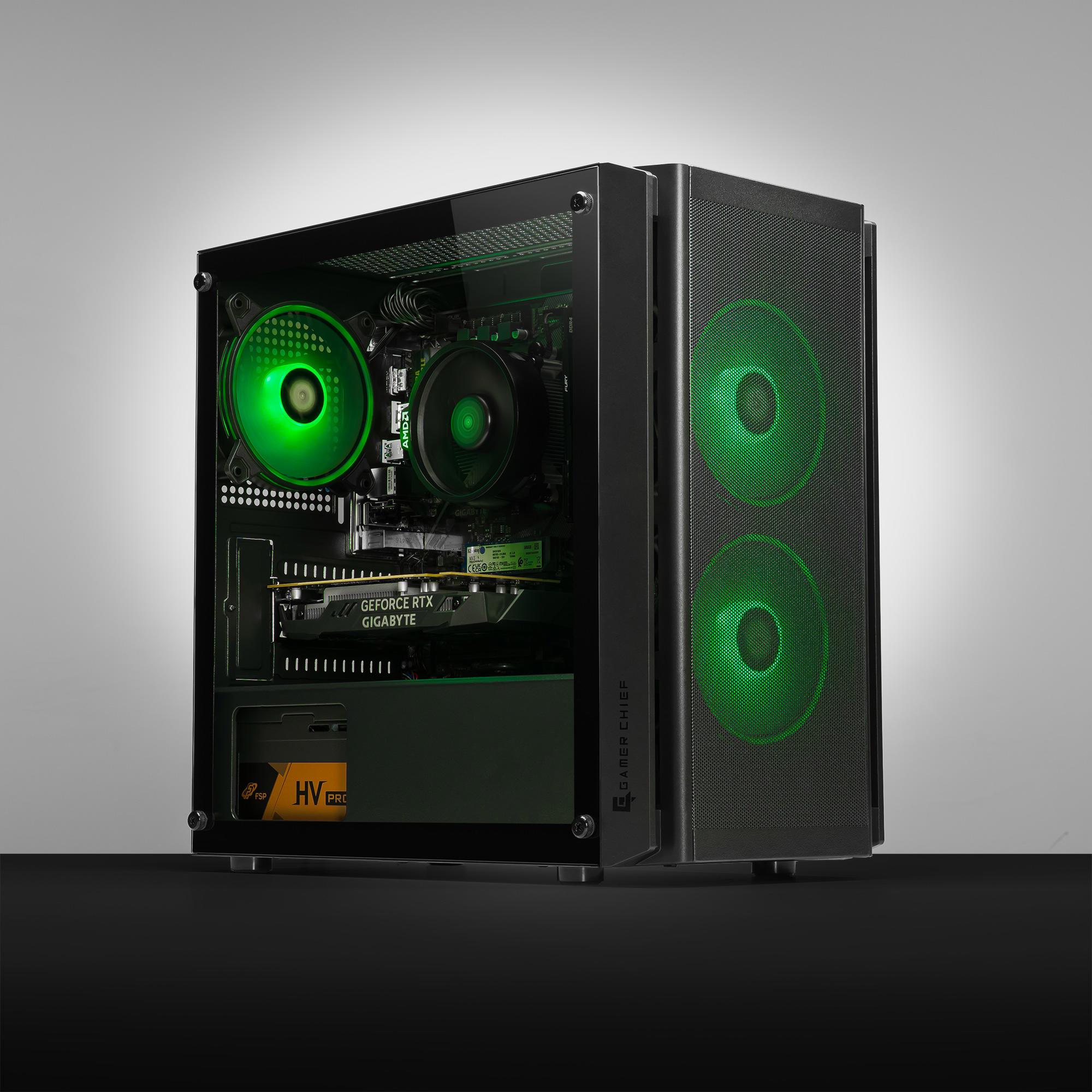 A large main feature product image of PLE Helix RTX 3050 Prebuilt Ready To Go Gaming PC