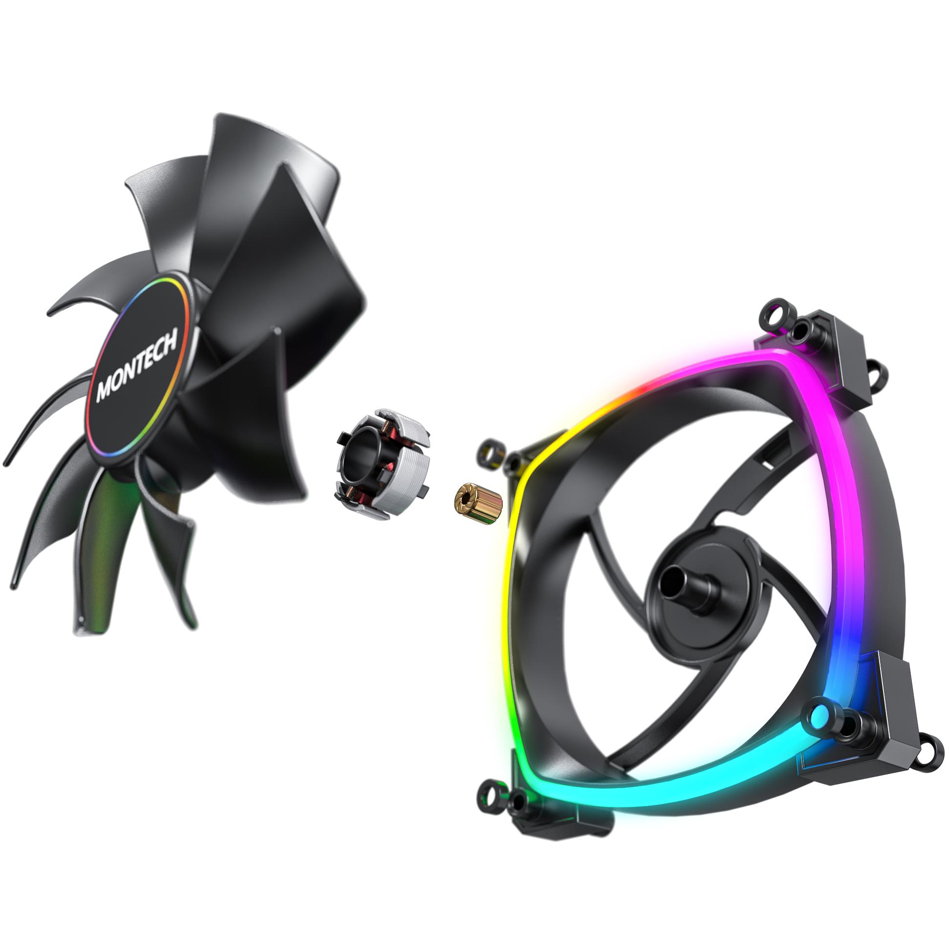 A large main feature product image of EX-DEMO Montech AX120 ARGB 120mm PWM Fan (Black)