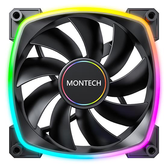 A large main feature product image of EX-DEMO Montech AX120 ARGB 120mm PWM Fan (Black)