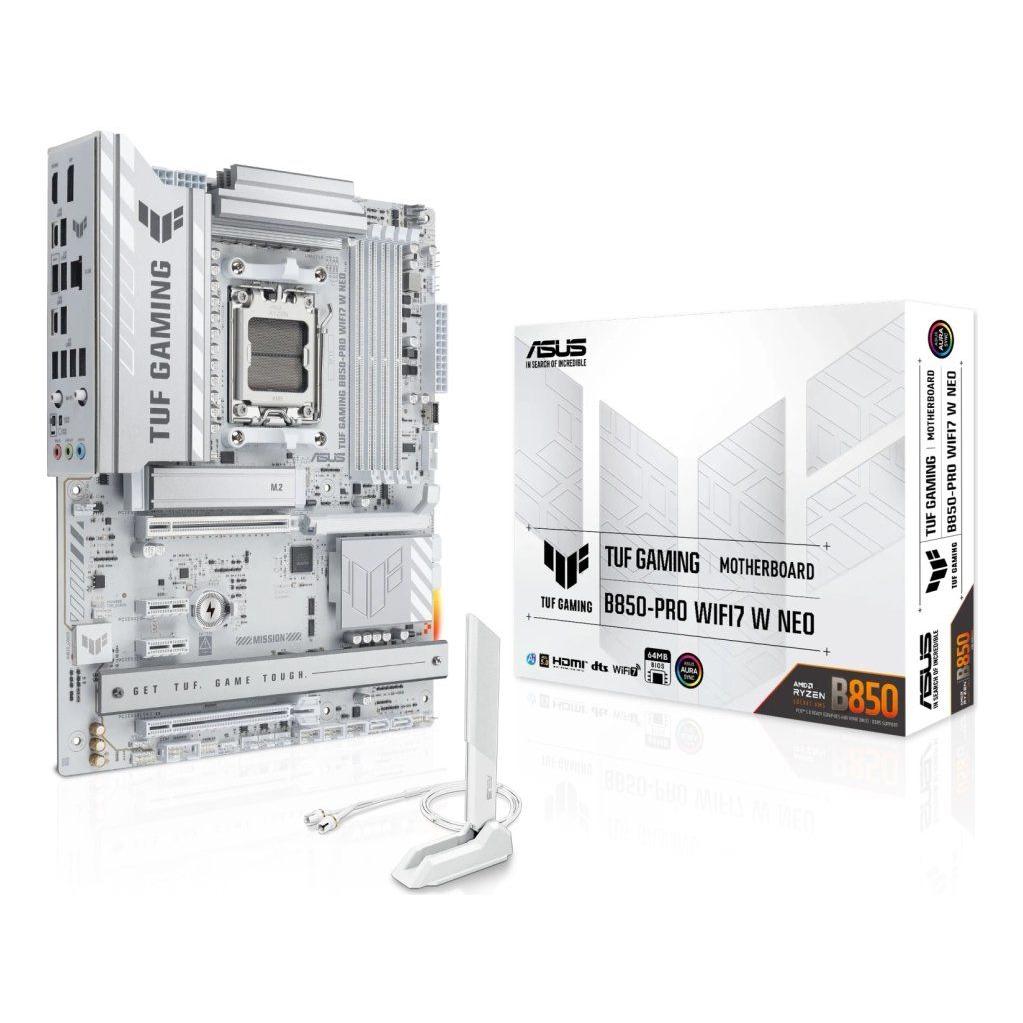 A large main feature product image of ASUS TUF Gaming B850 Pro WiFi7 W Neo AM5 ATX Desktop Motherboard