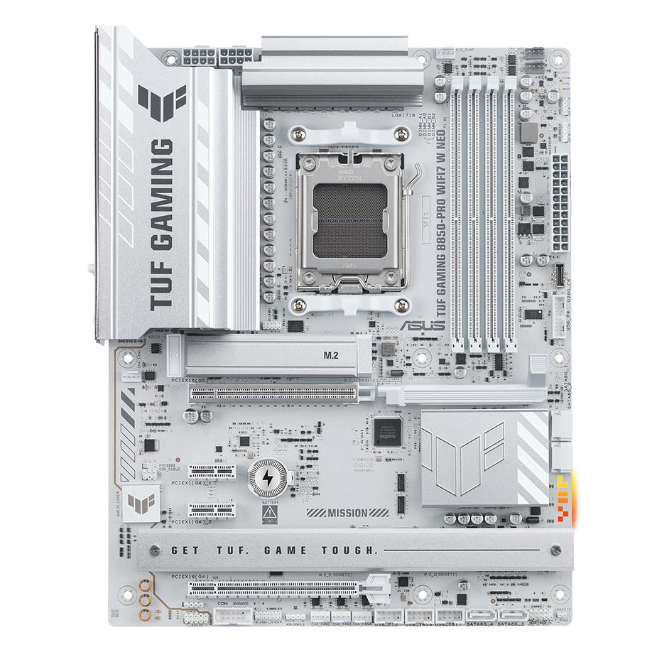 A large main feature product image of ASUS TUF Gaming B850 Pro WiFi7 W Neo AM5 ATX Desktop Motherboard