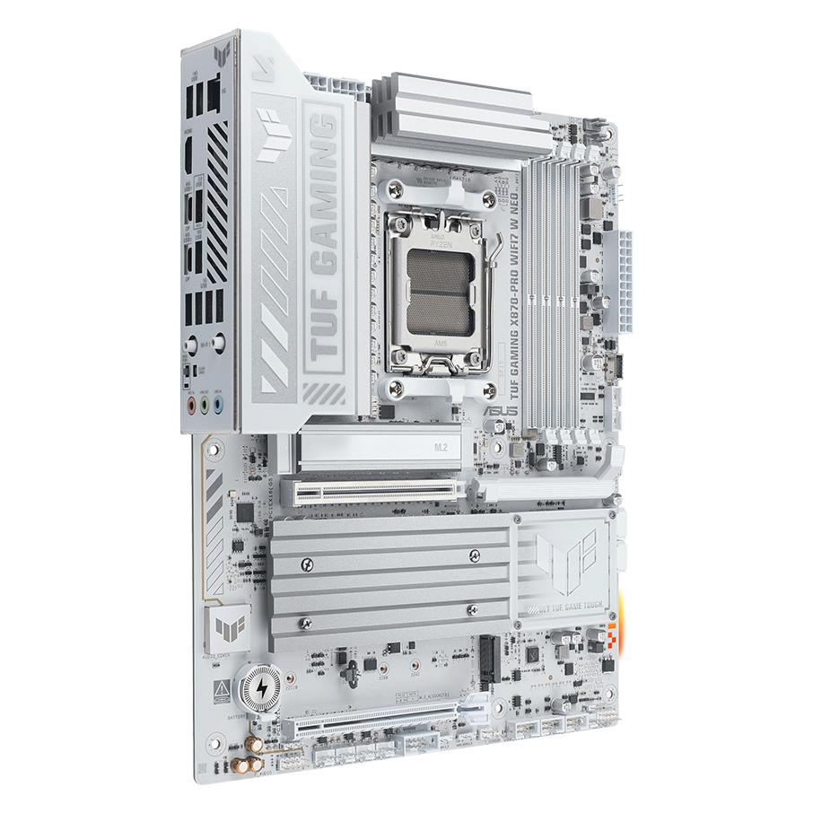 A large main feature product image of ASUS TUF Gaming X870-PRO WiFi7 W Neo AM5 ATX Desktop Motherboard