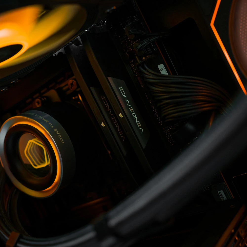 A large main feature product image of PLE Pyro RTX 5060 Prebuilt Ready To Go Gaming PC