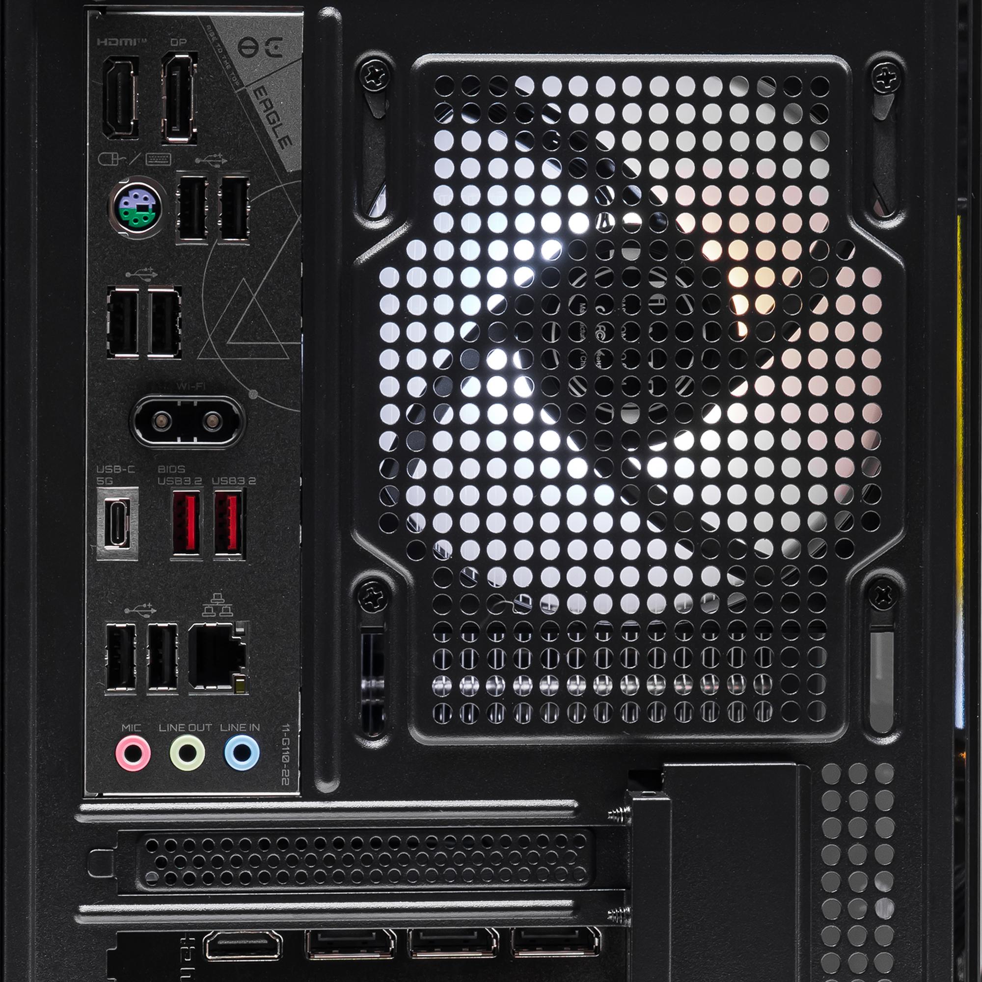 A large main feature product image of PLE Flare RTX 5080 Prebuilt Ready To Go Gaming PC
