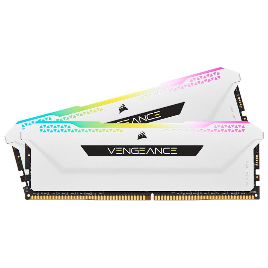 A large main feature product image of EX-DEMO Corsair Vengeance RGB Pro SL 16GB Kit (2x8GB) DDR4-3200 C16 (White)
