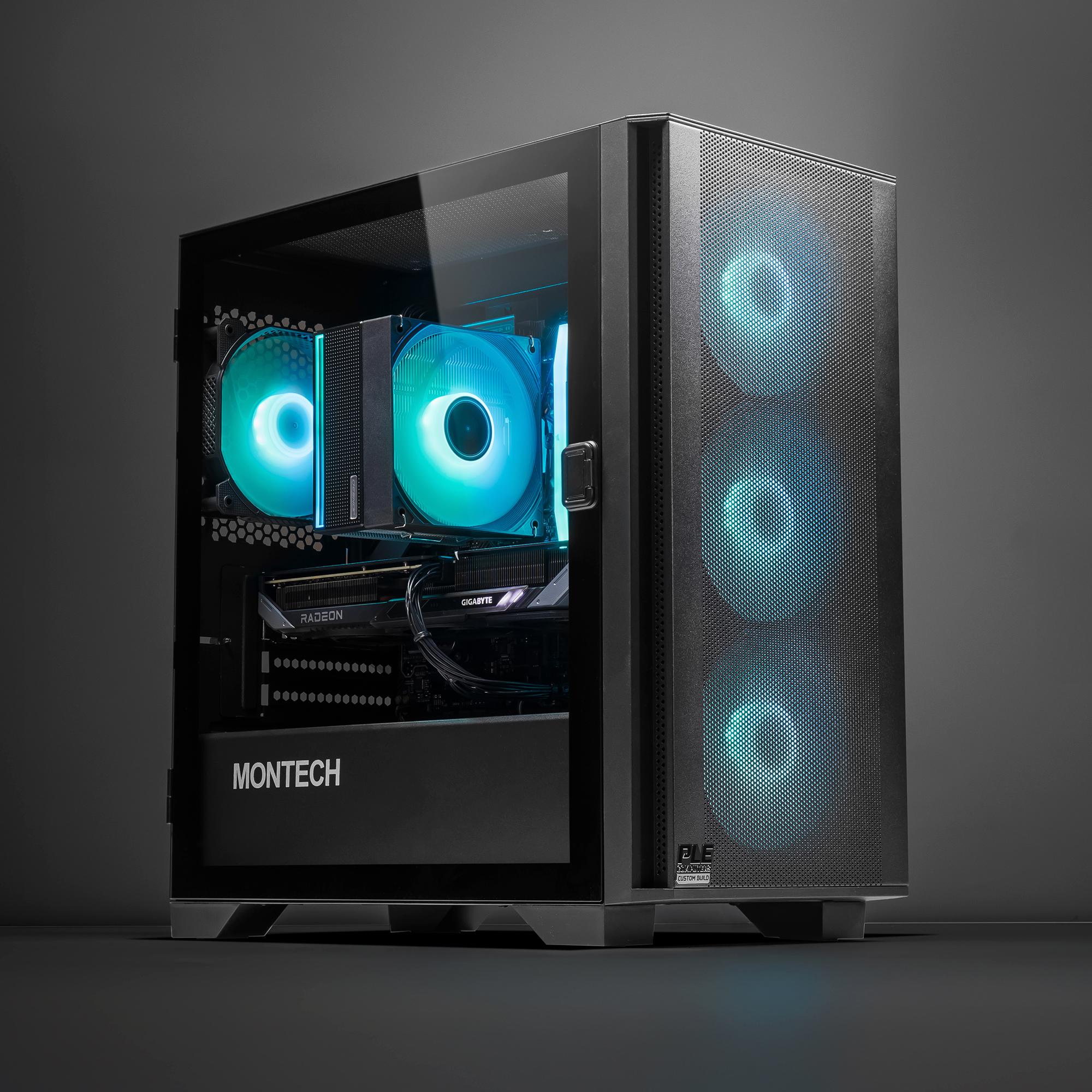 A large main feature product image of PLE Fusion RX 9060 XT Prebuilt Ready To Go Gaming PC