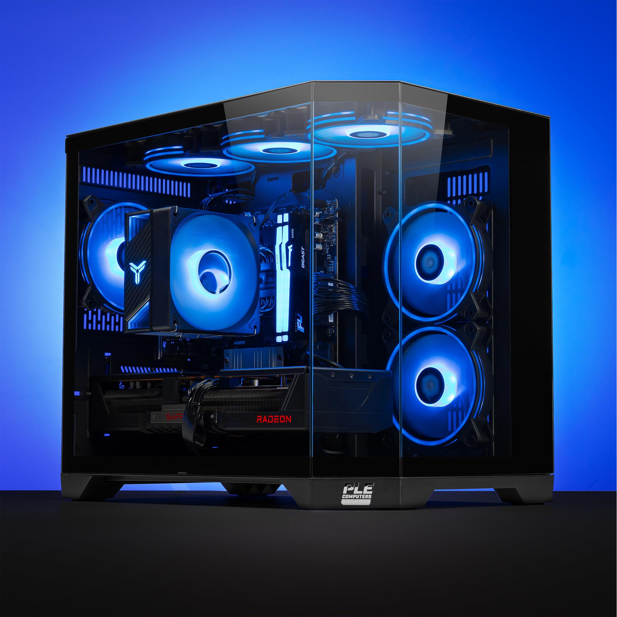 A large main feature product image of PLE Ghost RX 9070 XT Prebuilt Ready To Go Gaming PC