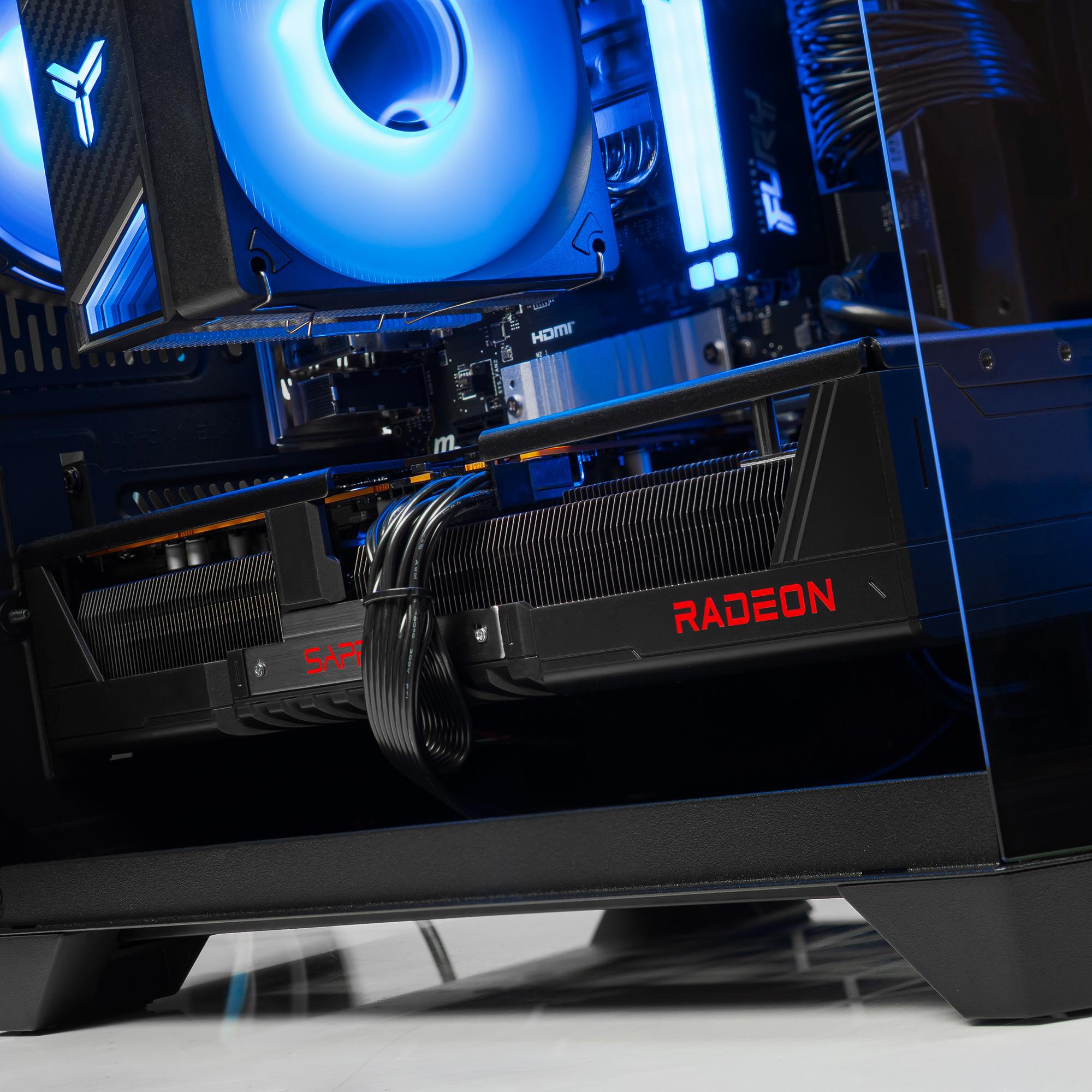 A large main feature product image of PLE Ghost RX 9070 XT Prebuilt Ready To Go Gaming PC