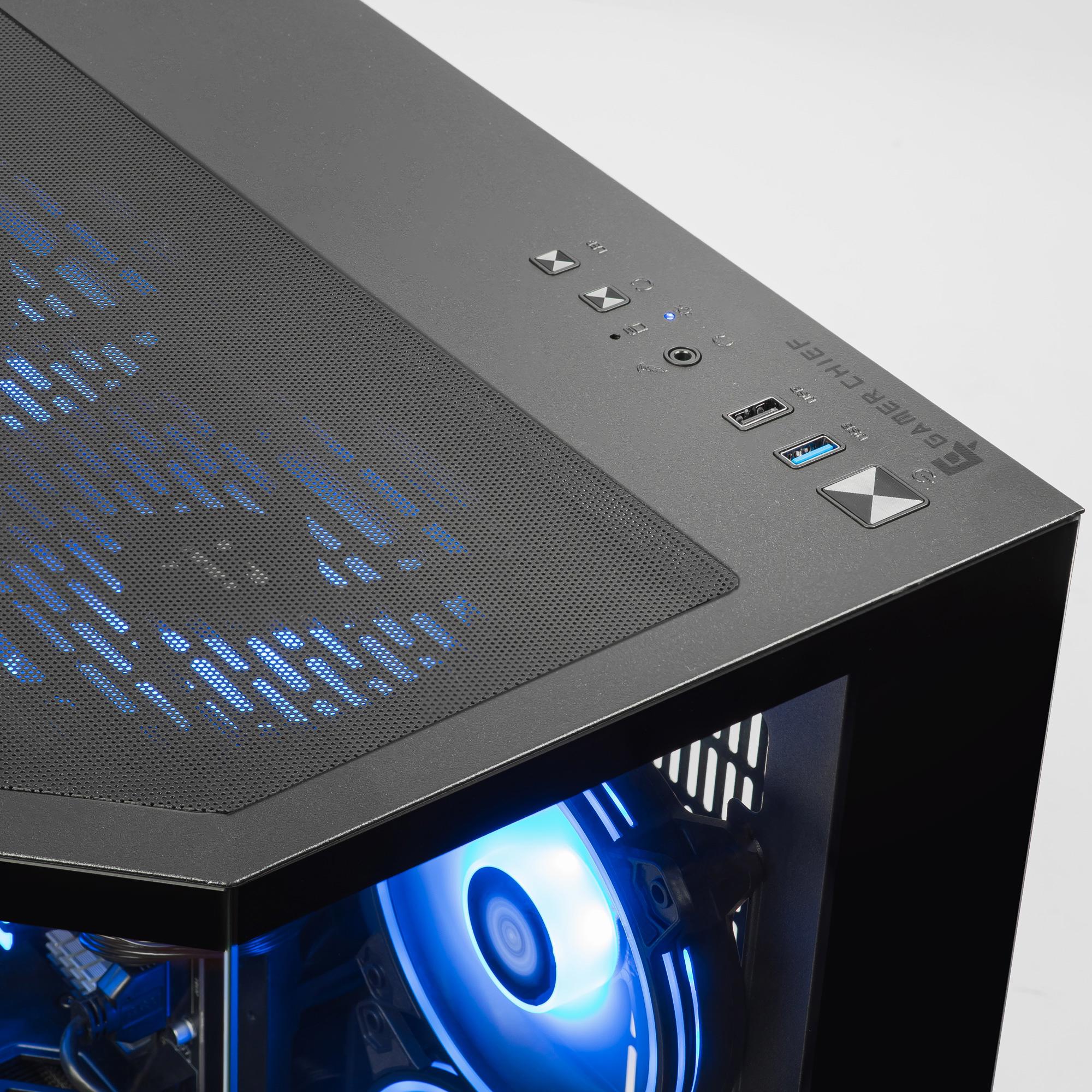 A large main feature product image of PLE Ghost RX 9070 XT Prebuilt Ready To Go Gaming PC