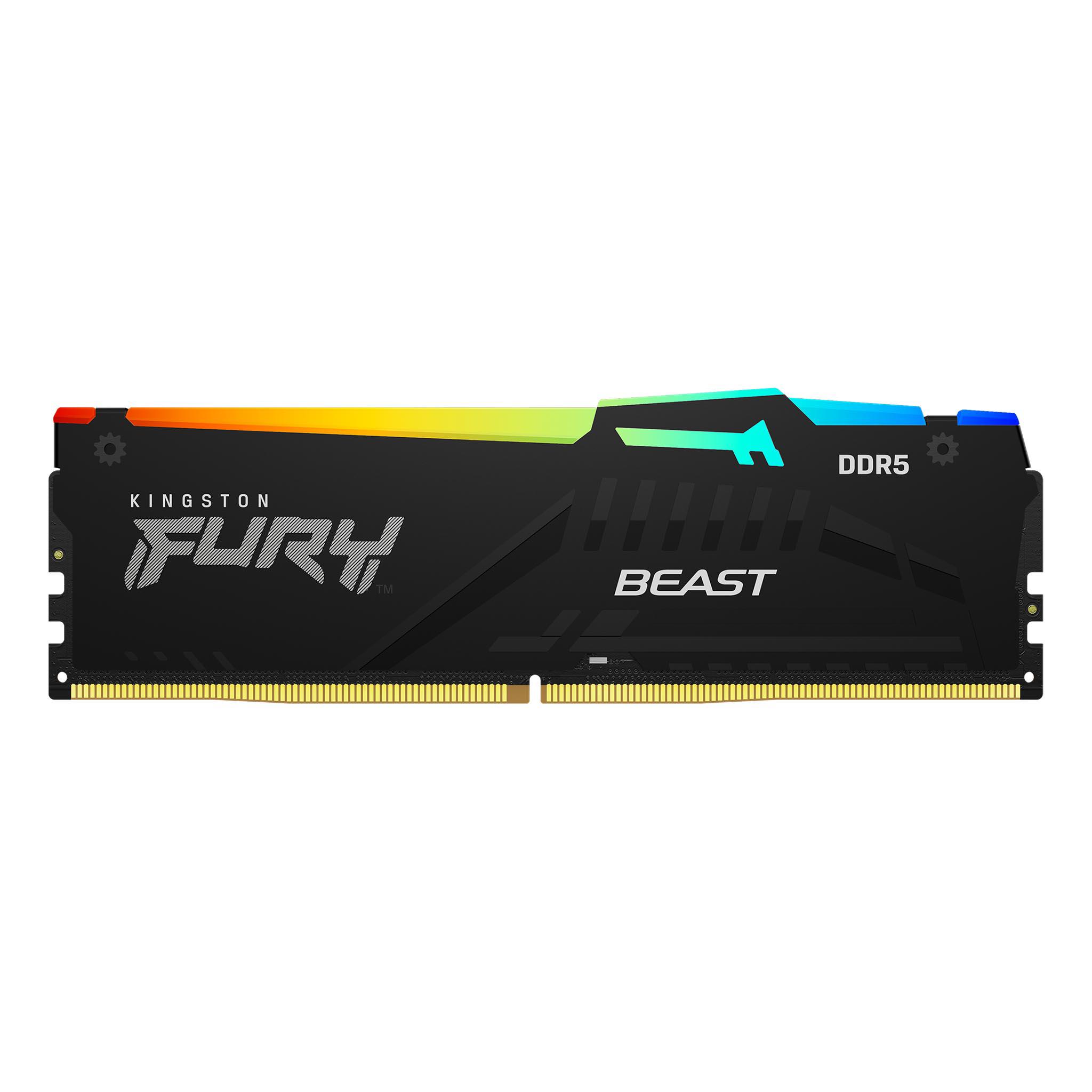 A large main feature product image of Kingston FURY Beast RGB 128GB Kit (2x64GB) DDR5-5600 C36 ECC