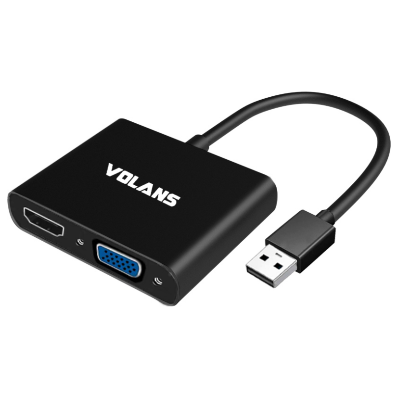 A large main feature product image of EX-DEMO Volans Aluminium USB3.0 to VGA/HDMI Display Converter