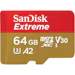 A product image of SanDisk Extreme microSDXC U3 V30 A2 UHS-I microSD Card - 64GB
