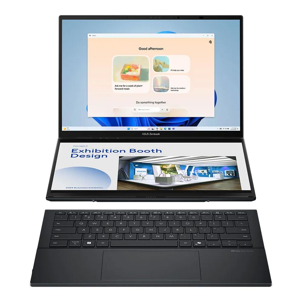 A large main feature product image of ASUS ZenBook Duo OLED (UX8406) - 14" Touch, Ultra 9 285H, 32GB/1TB - Win 11 AI Notebook