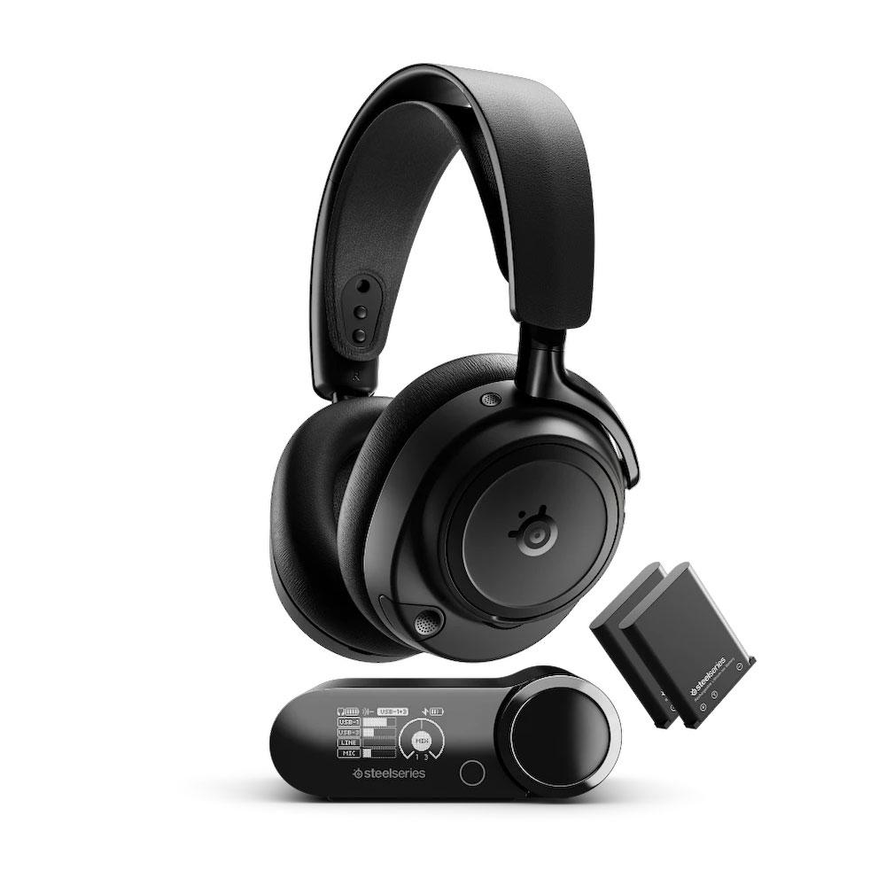A large main feature product image of SteelSeries Arctis Nova Elite Hi-Res Wireless ANC Gaming Headset - Black