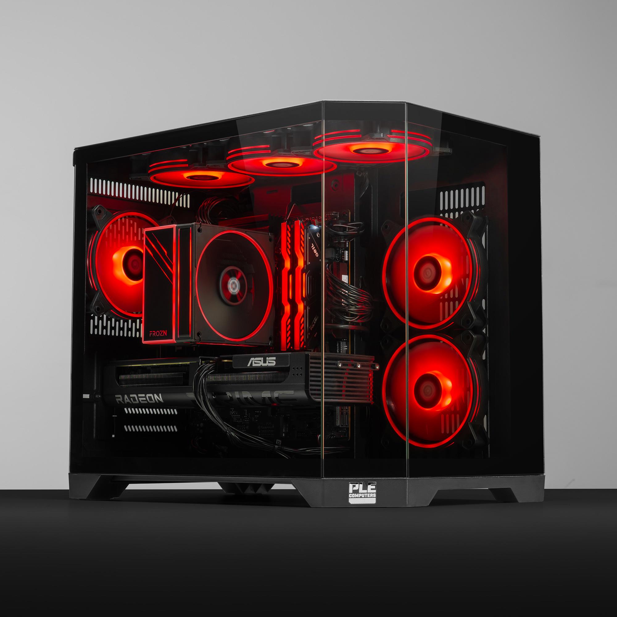 A large main feature product image of PLE Rogue RX 9060 XT Prebuilt Ready To Go Gaming PC