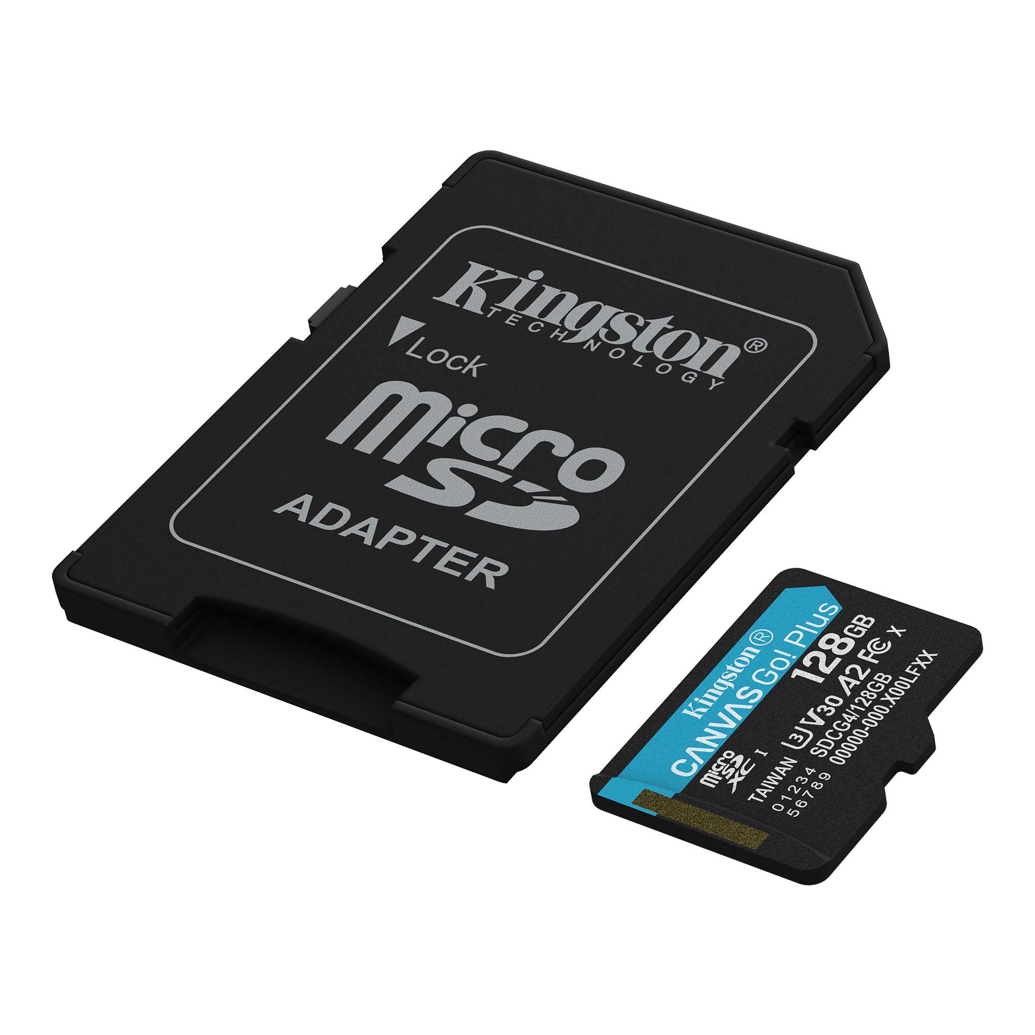 A large main feature product image of Kingston Canvas Go! Plus microSDXC U3 V30 A2 UHS-I microSD Card - 128GB