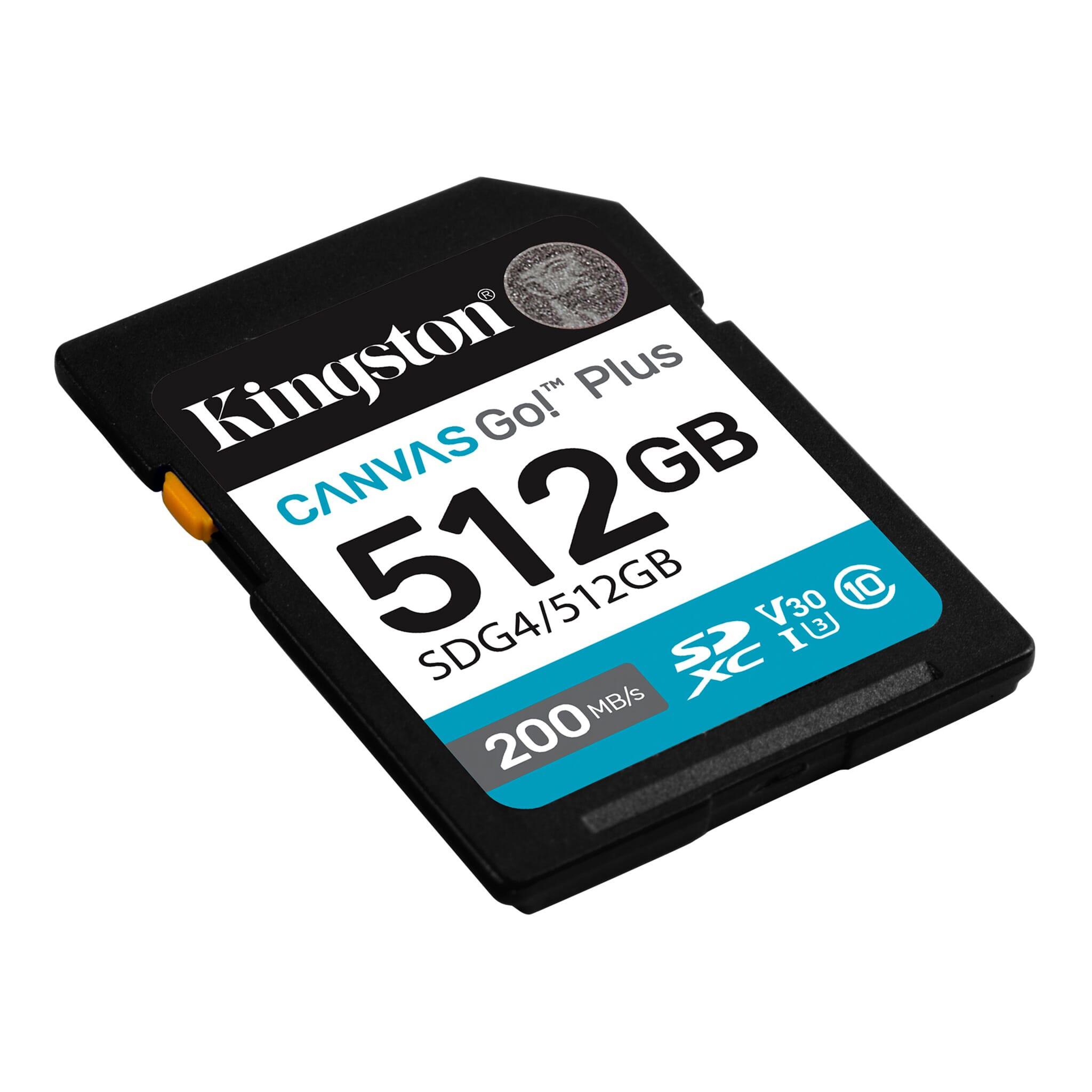 A large main feature product image of Kingston Canvas Go! Plus SDXC U3 V30 UHS-I SD Card - 512GB