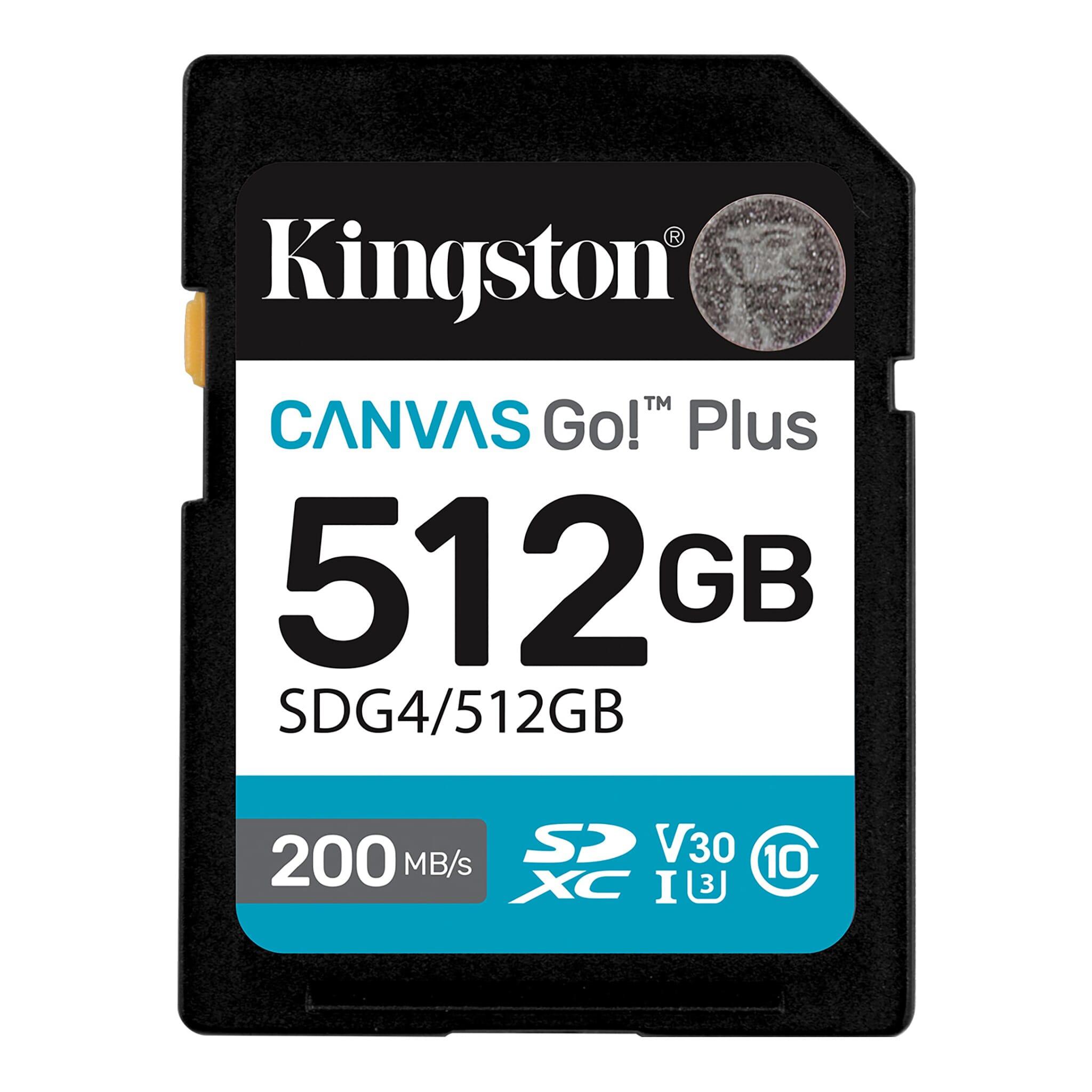 A large main feature product image of Kingston Canvas Go! Plus SDXC U3 V30 UHS-I SD Card - 512GB