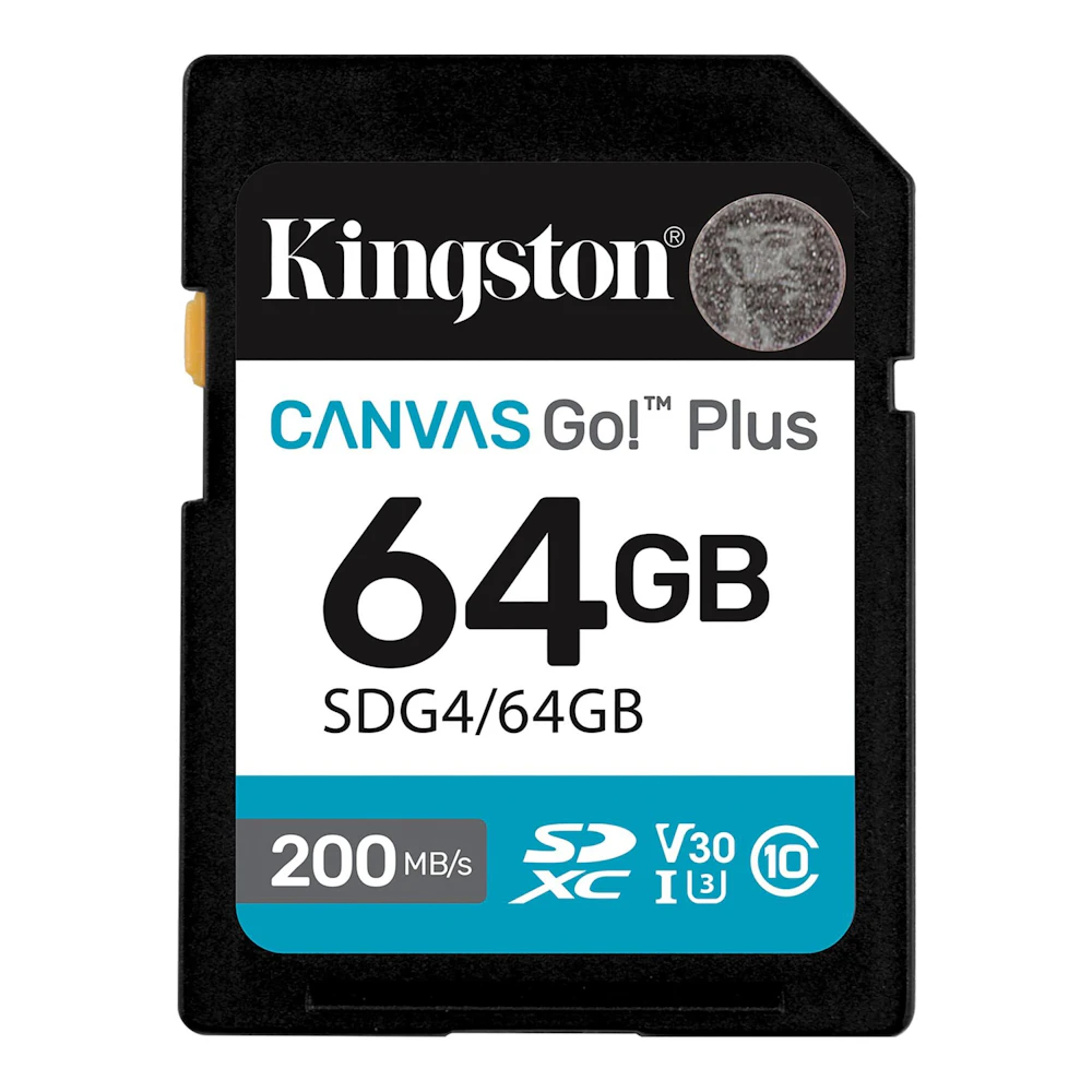 A large main feature product image of Kingston Canvas Go! Plus SDXC U3 V30 UHS-I SD Card - 64GB