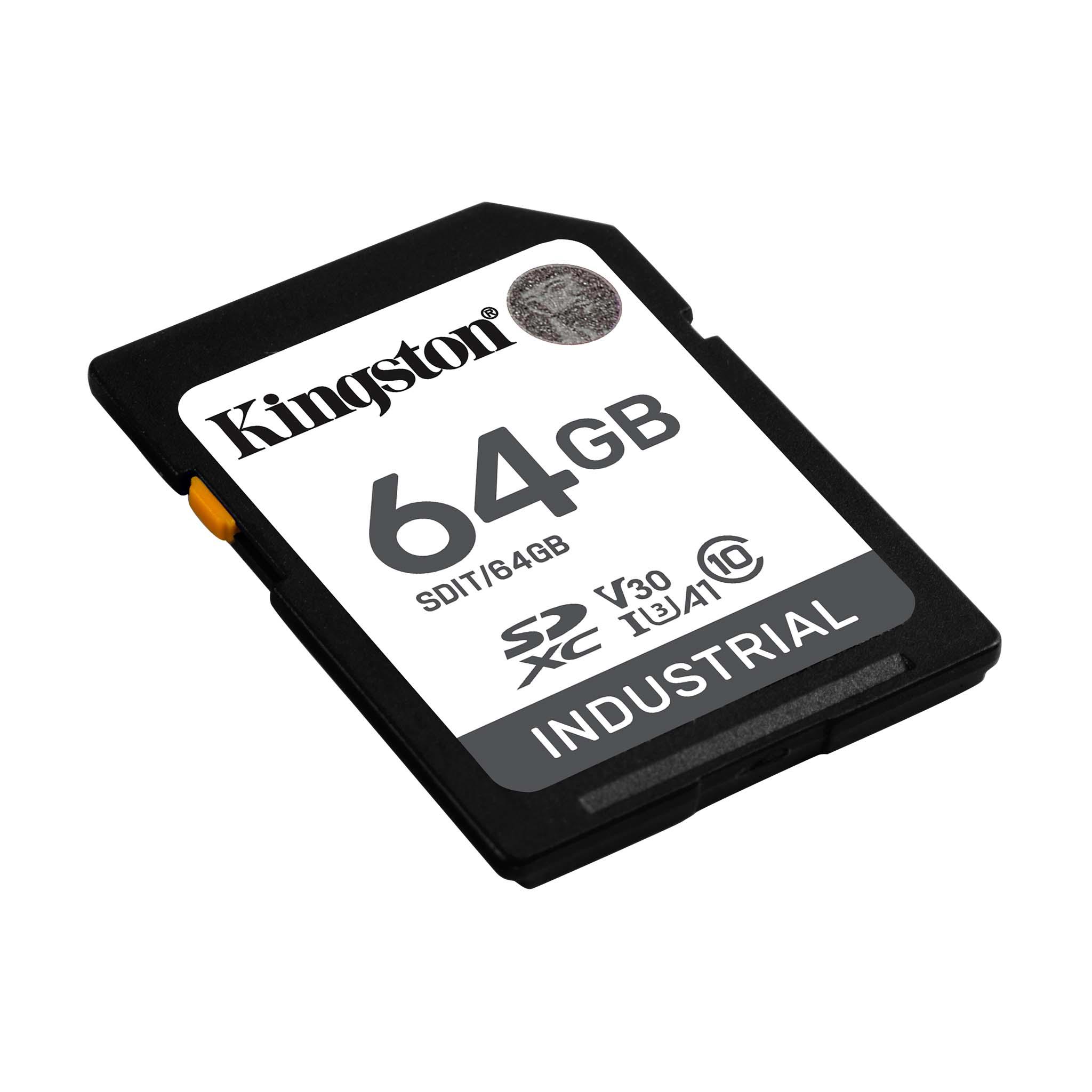 A large main feature product image of Kingston Industrial SDHC U3 V30 A1 UHS-I SD Card - 64GB